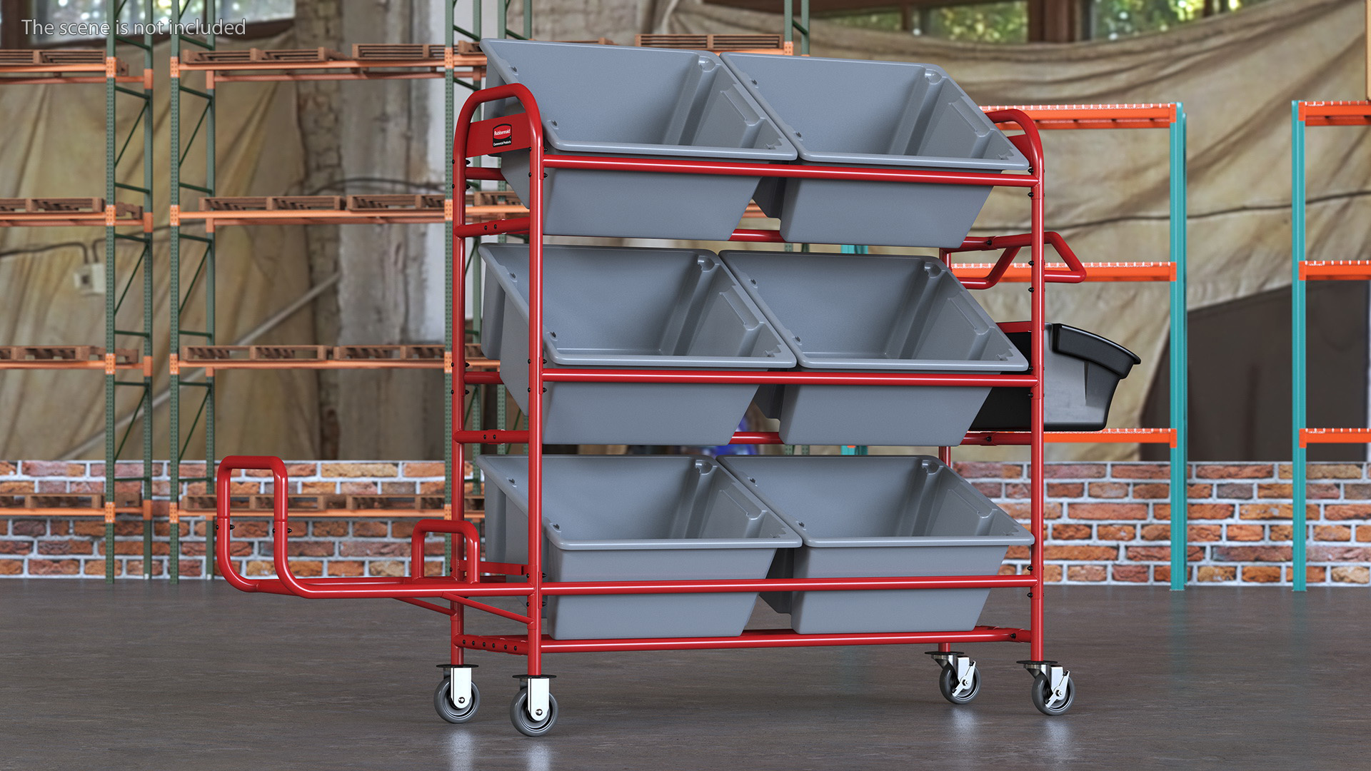 3D Tote Picking Cart with Angled Shelves Rubbermaid model