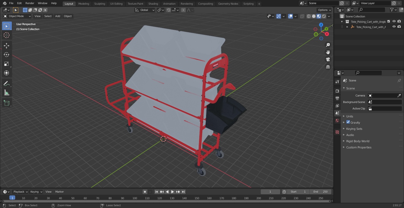 3D Tote Picking Cart with Angled Shelves Rubbermaid model