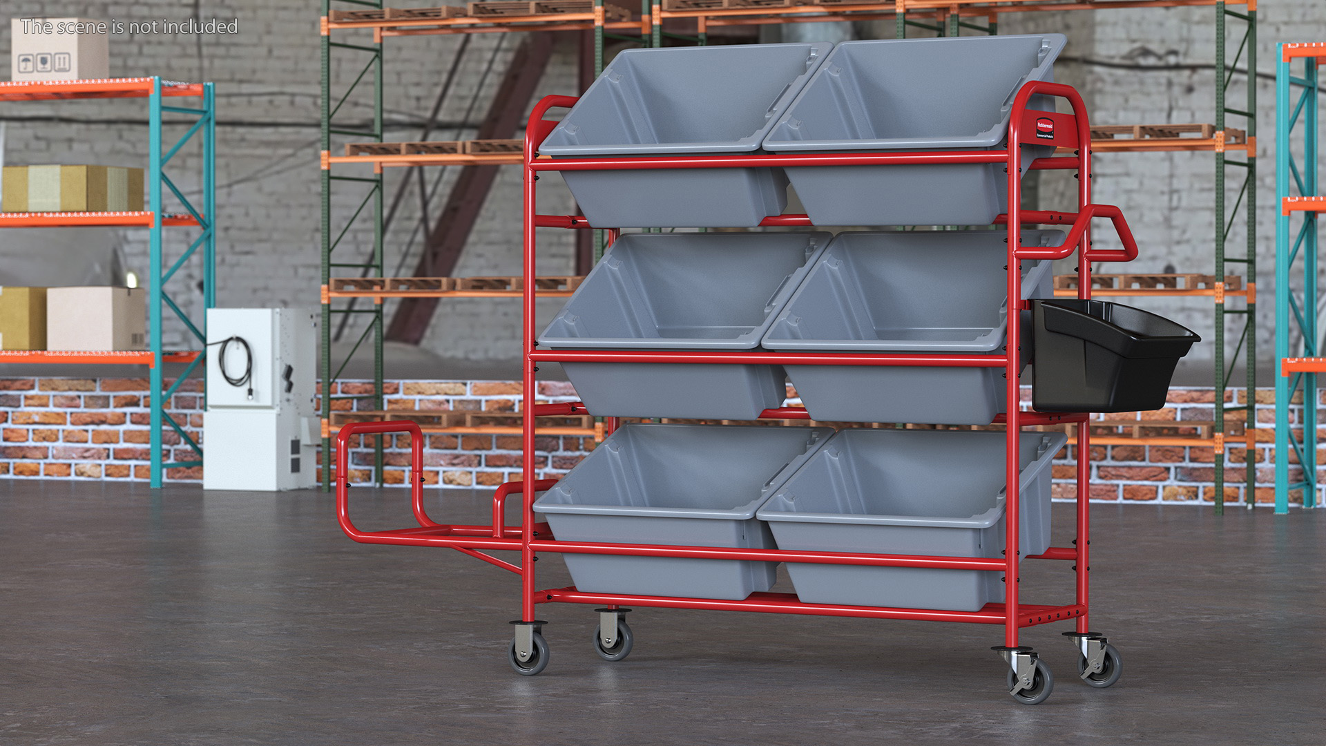 3D Tote Picking Cart with Angled Shelves Rubbermaid model