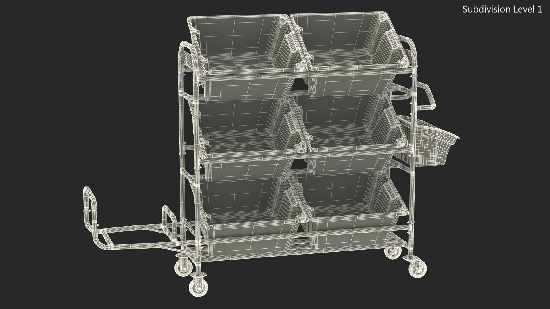 3D Tote Picking Cart with Angled Shelves Rubbermaid model