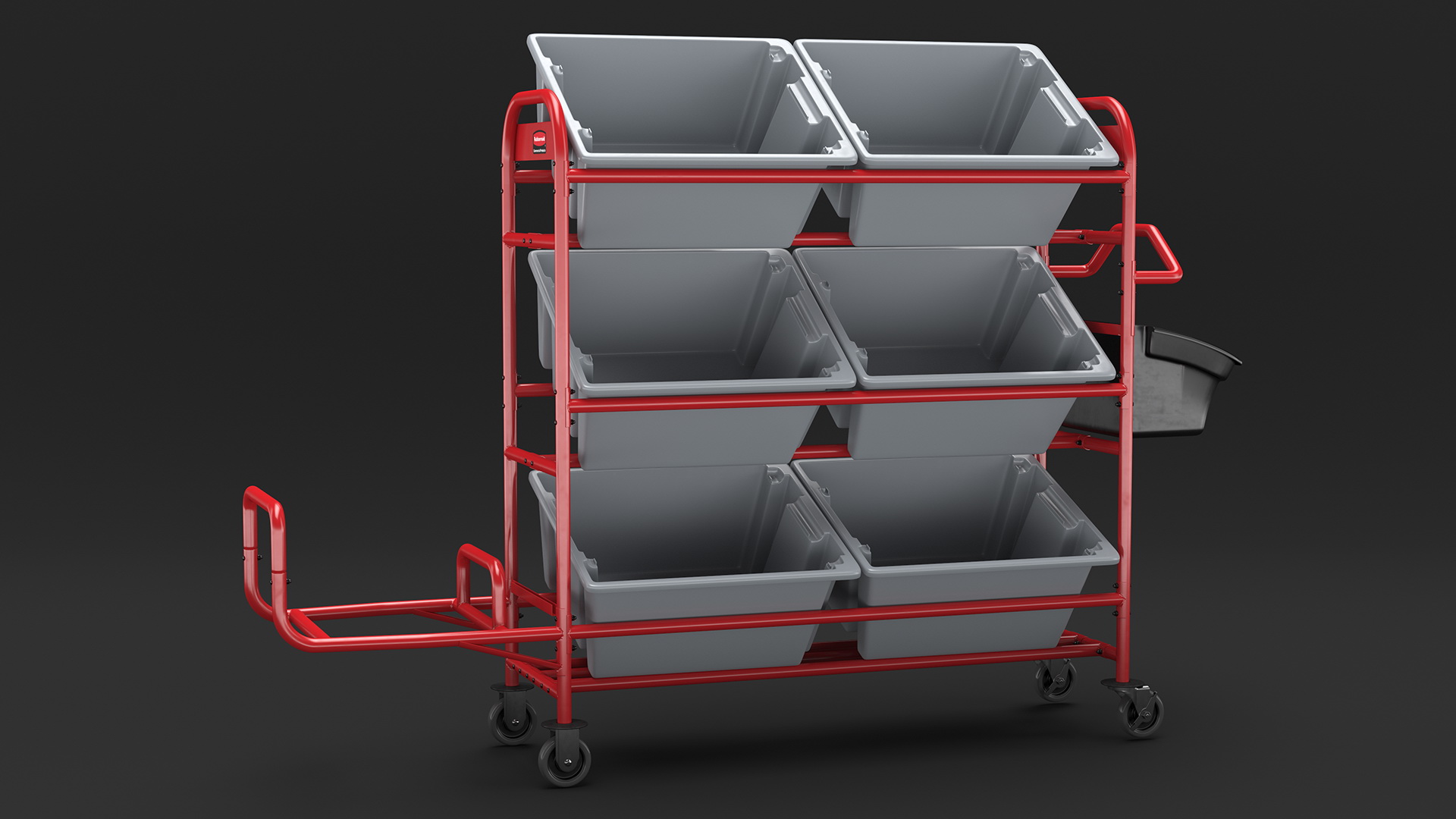 3D Tote Picking Cart with Angled Shelves Rubbermaid model