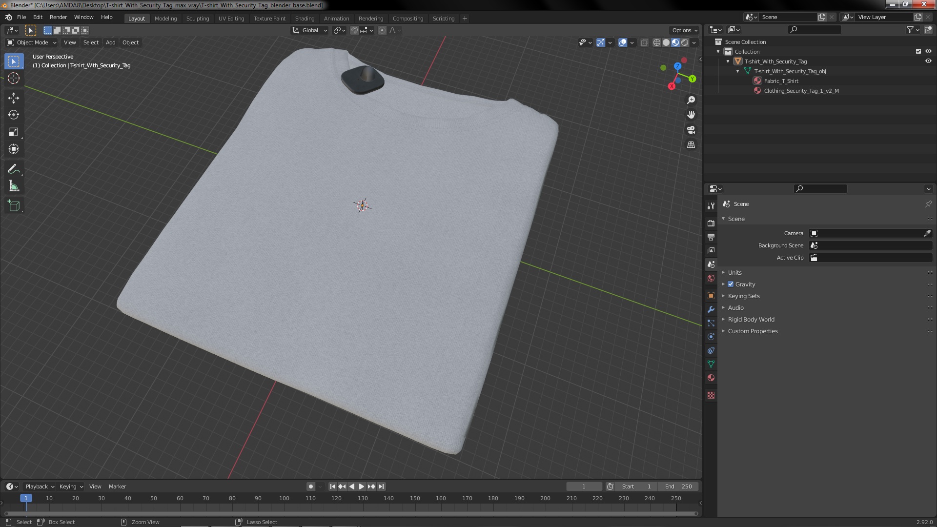 3D model T-shirt With Security Tag