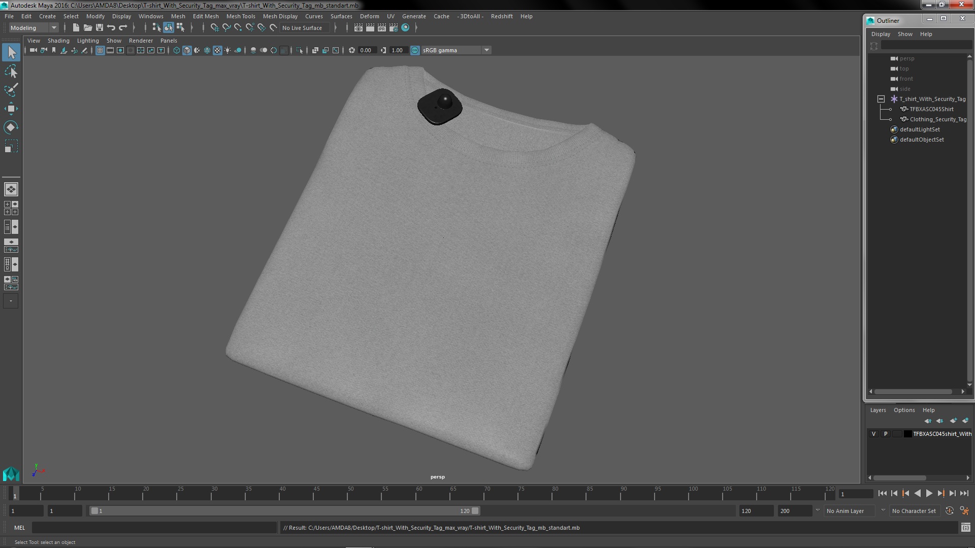 3D model T-shirt With Security Tag