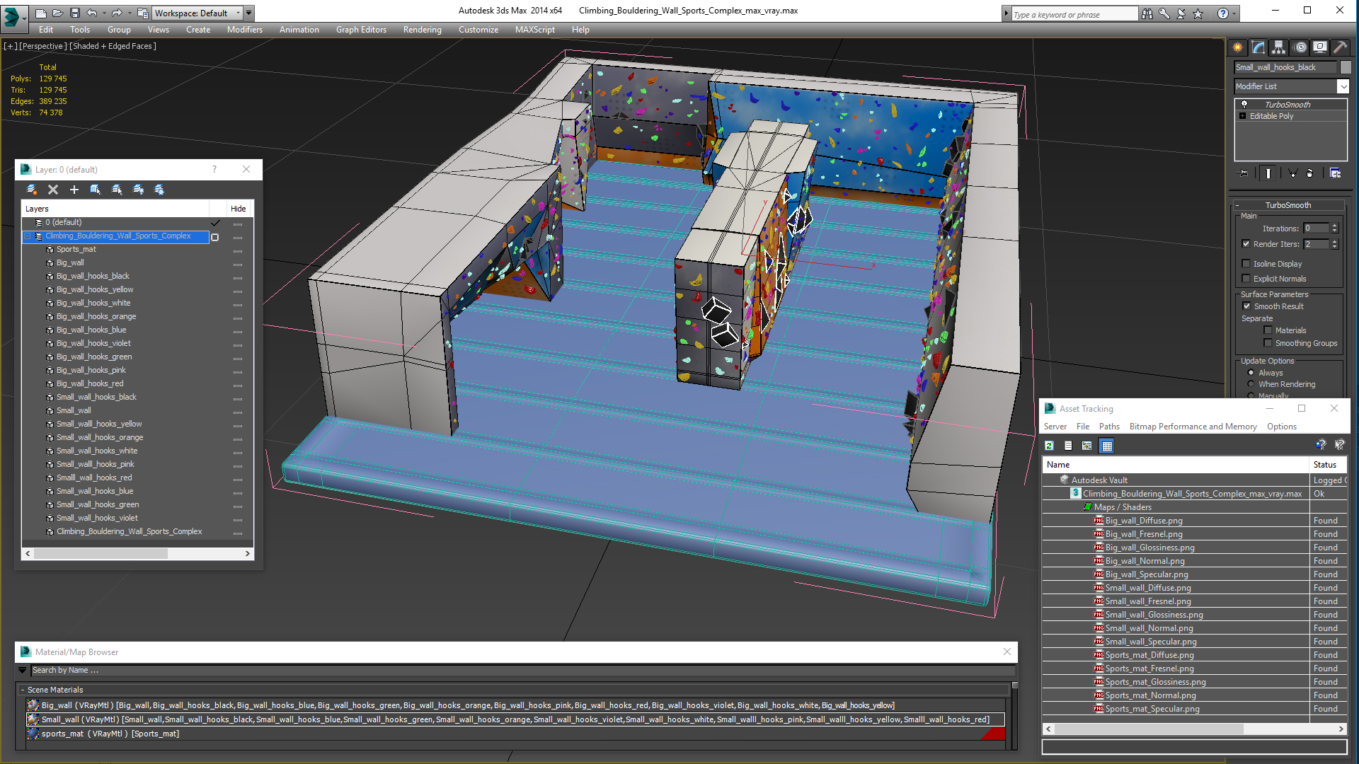Climbing Bouldering Wall Sports Complex 3D model