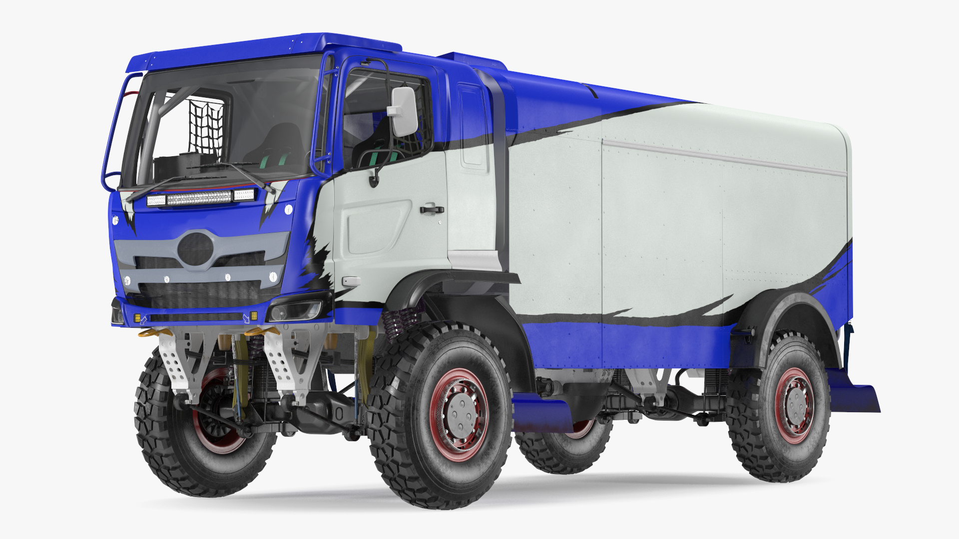 3D Rally Dakar Truck Blue Rigged for Maya model