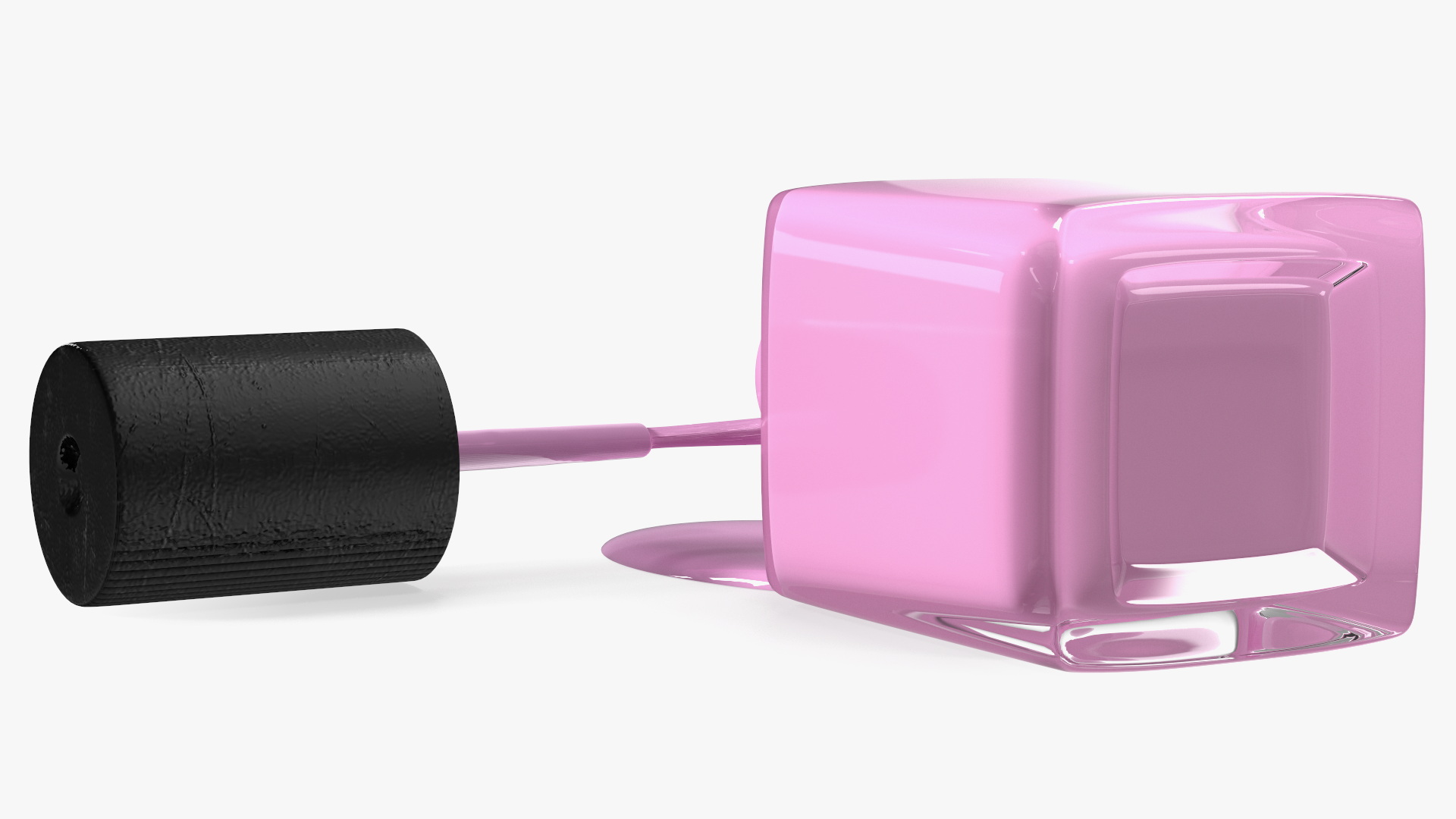 Bottle of Spilled Pink Nail Polish 3D model