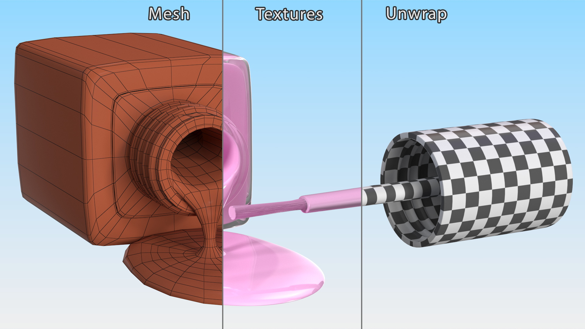 Bottle of Spilled Pink Nail Polish 3D model