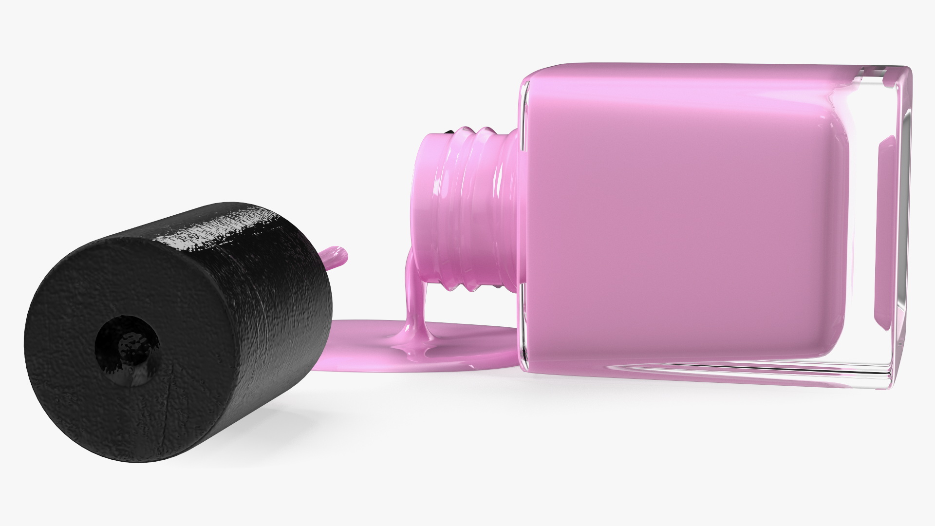 Bottle of Spilled Pink Nail Polish 3D model