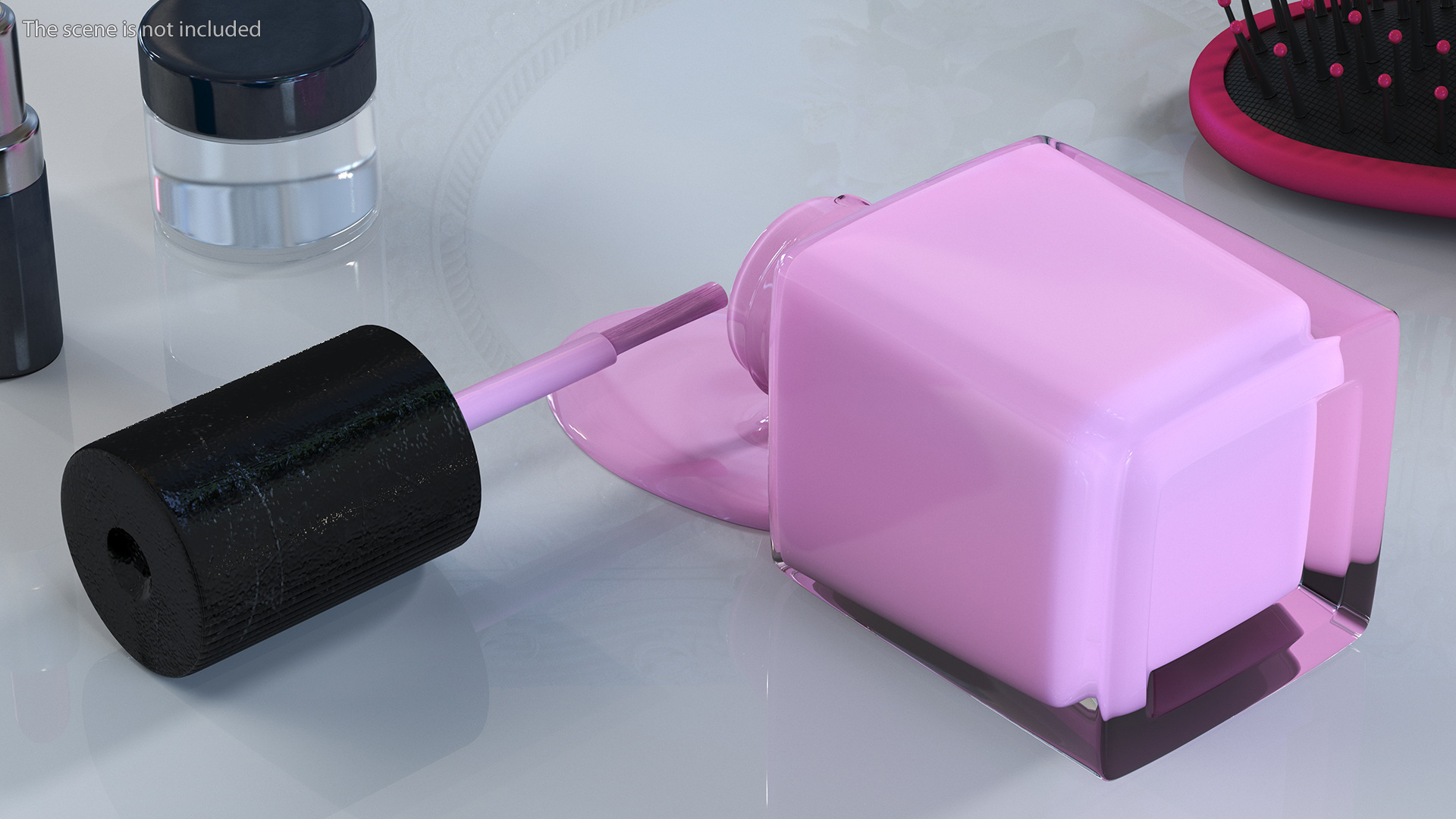 Bottle of Spilled Pink Nail Polish 3D model