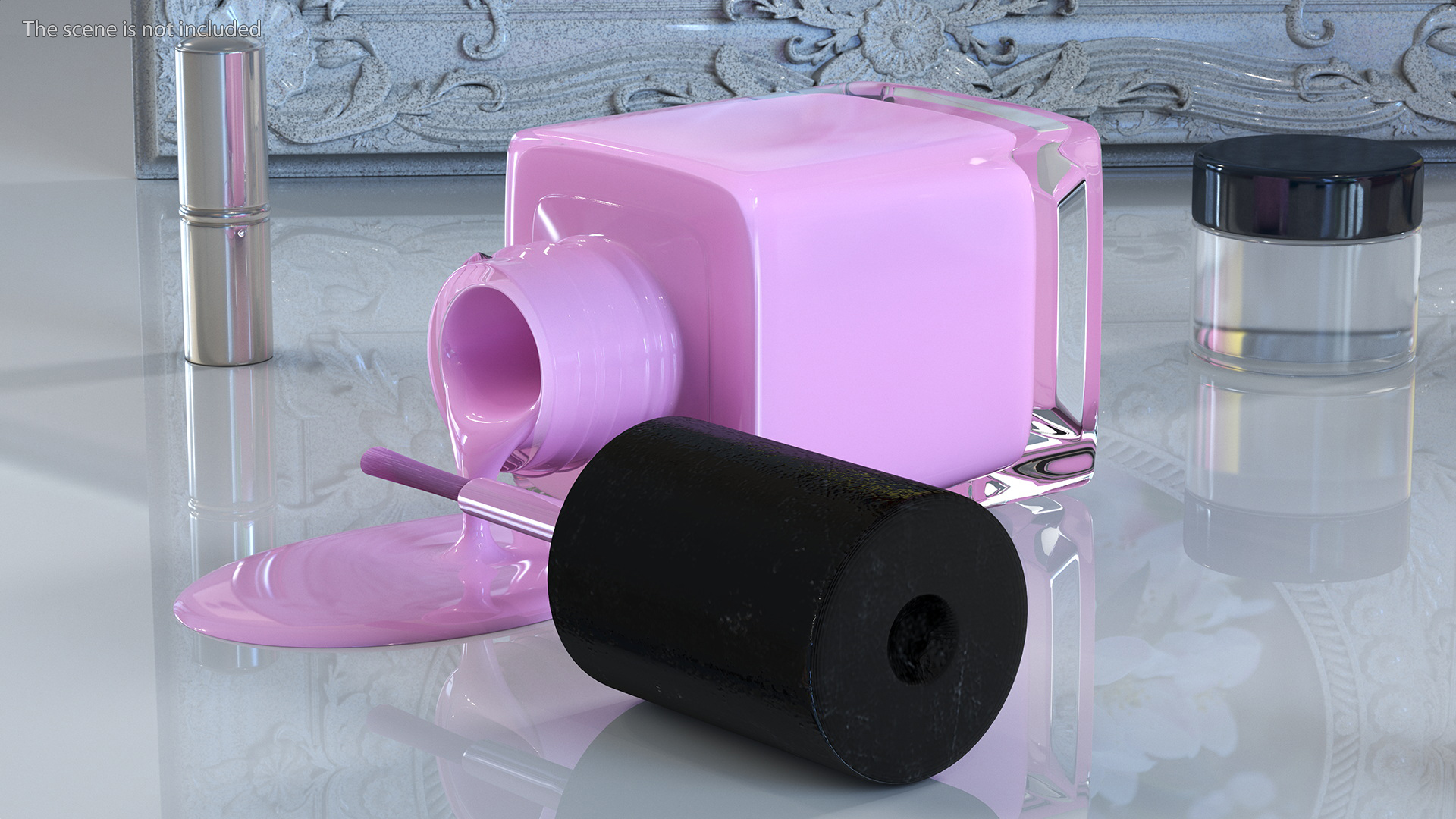 Bottle of Spilled Pink Nail Polish 3D model