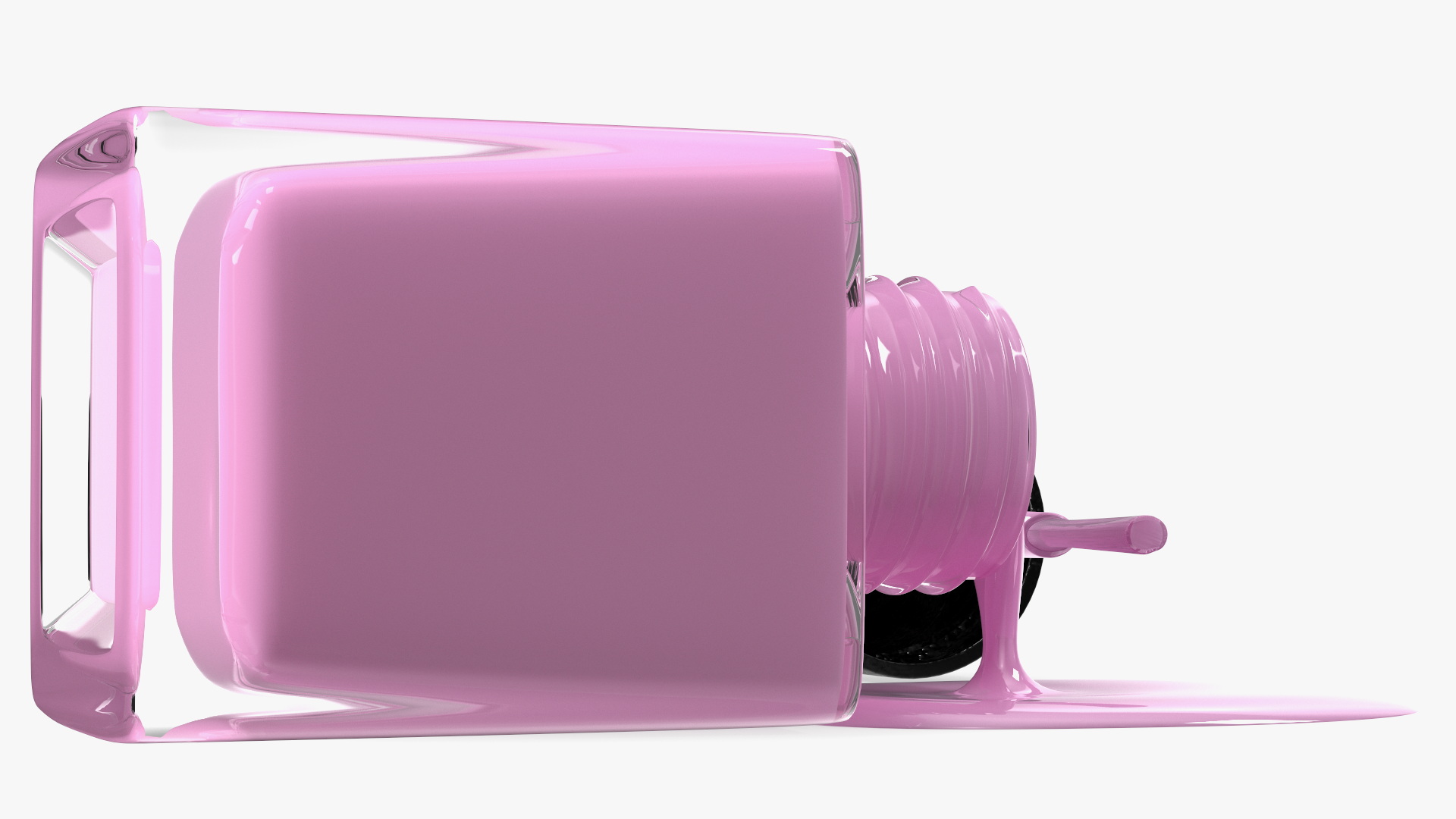 Bottle of Spilled Pink Nail Polish 3D model