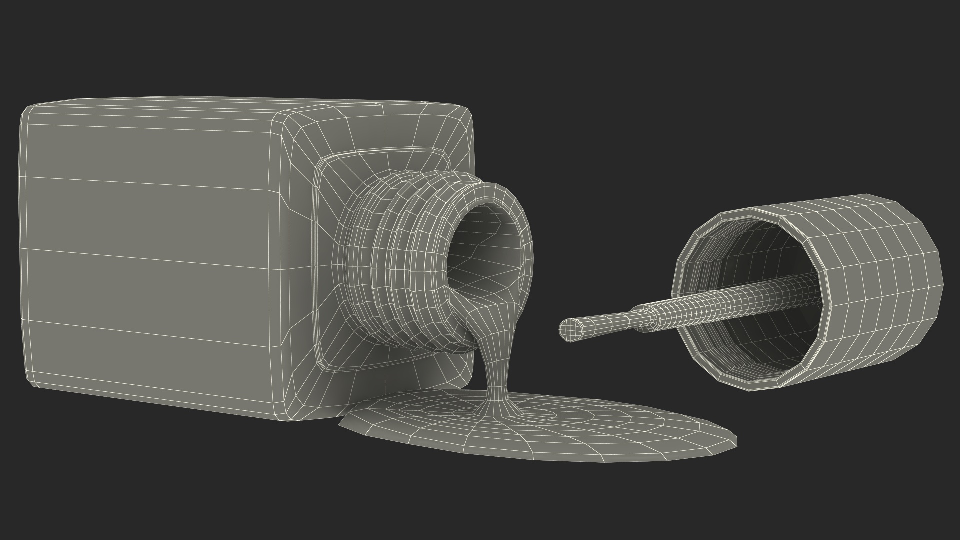 Bottle of Spilled Pink Nail Polish 3D model