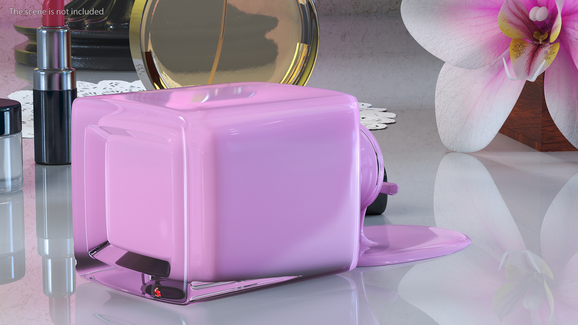 Bottle of Spilled Pink Nail Polish 3D model