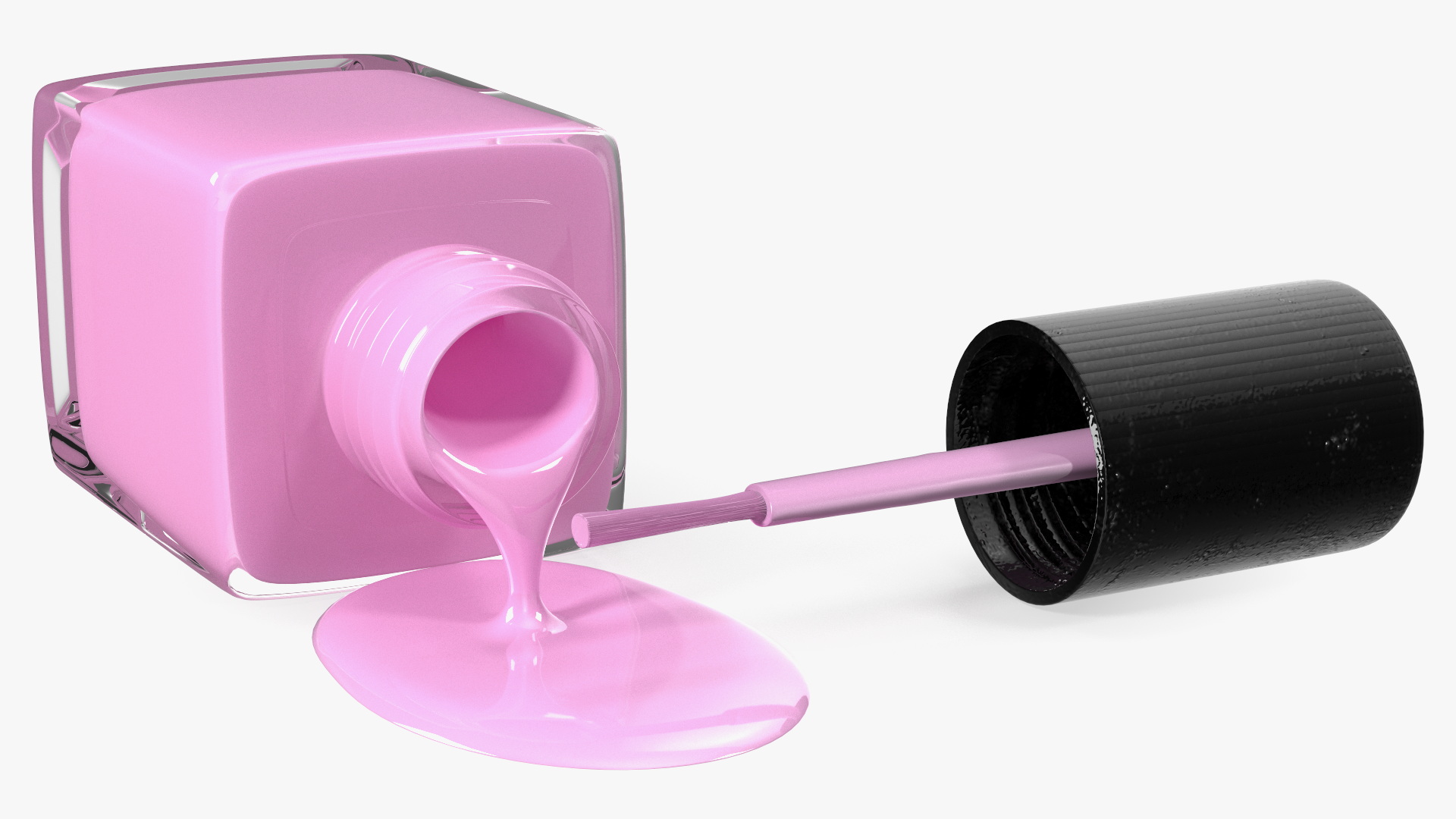 Bottle of Spilled Pink Nail Polish 3D model