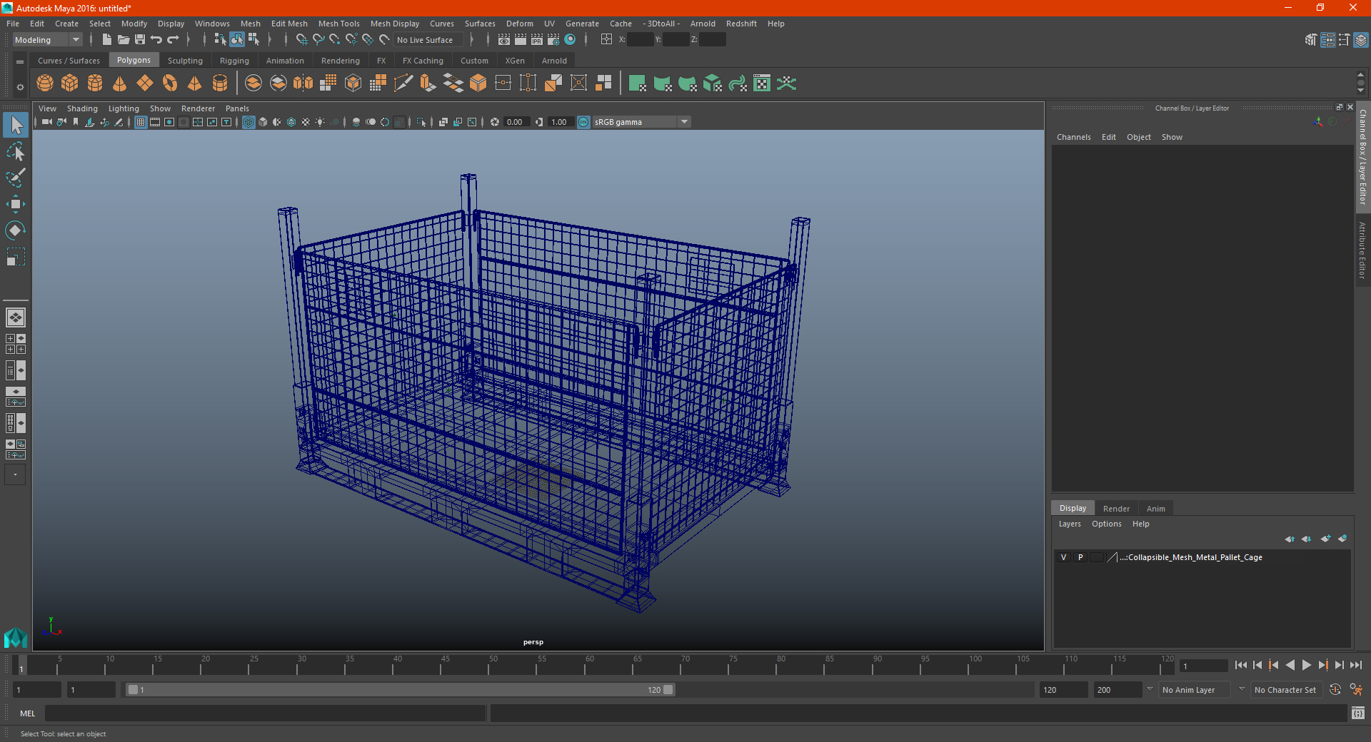 Collapsible Mesh Metal Pallet Cage 3D model