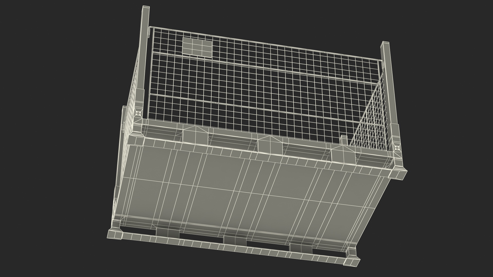 Collapsible Mesh Metal Pallet Cage 3D model