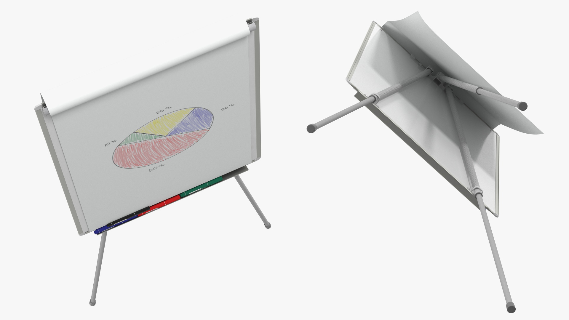 3D Pie Diagram on Flip Chart Board