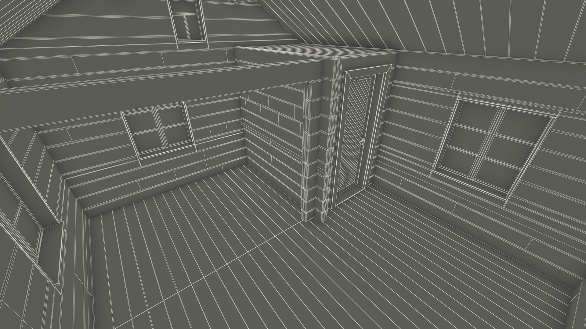 Wooden Hunting Lodge Fur 3D model