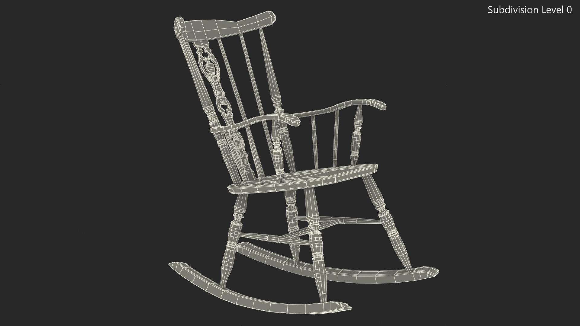3D Antique Wooden Rocking Chair model