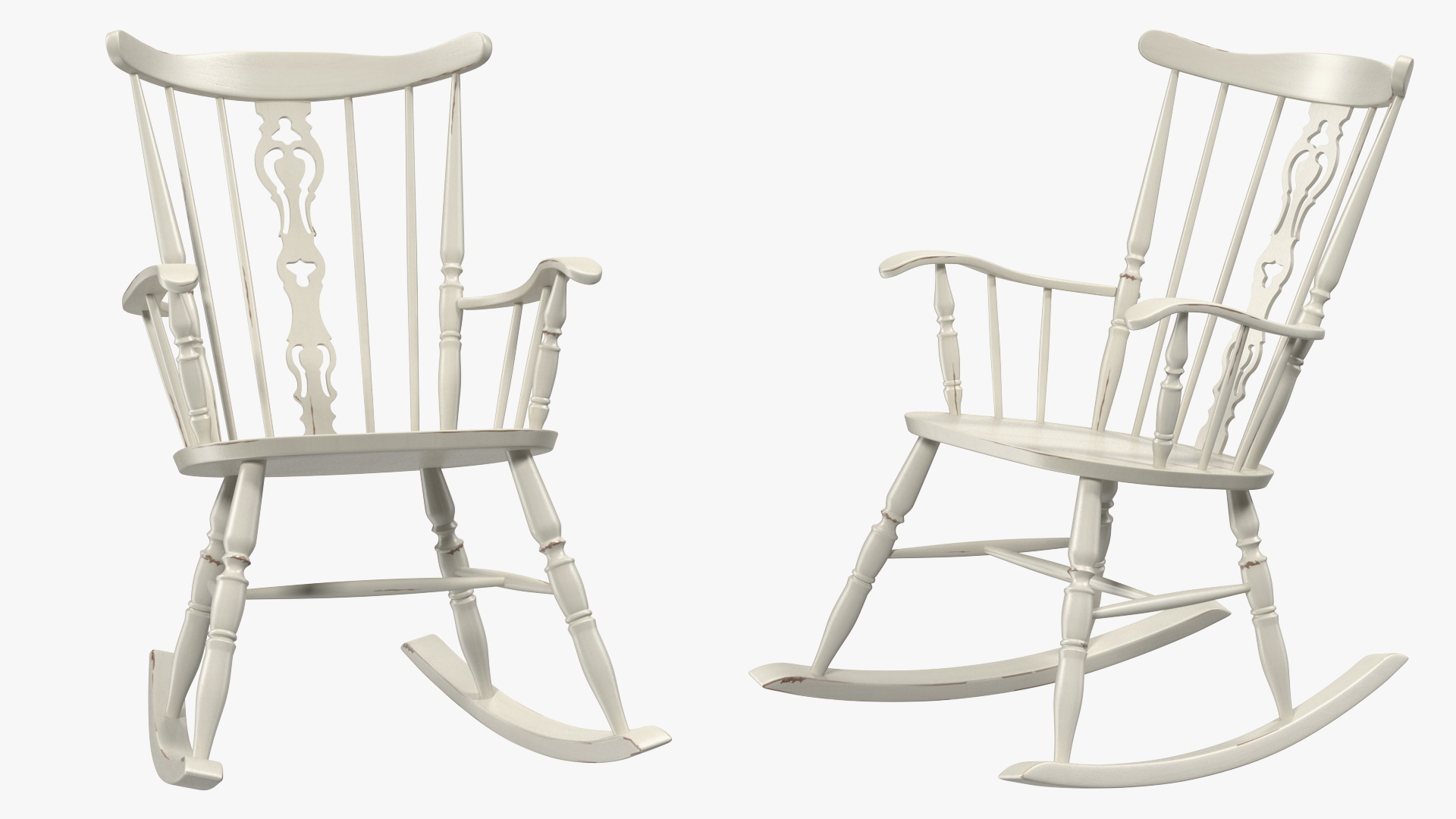 3D Antique Wooden Rocking Chair model