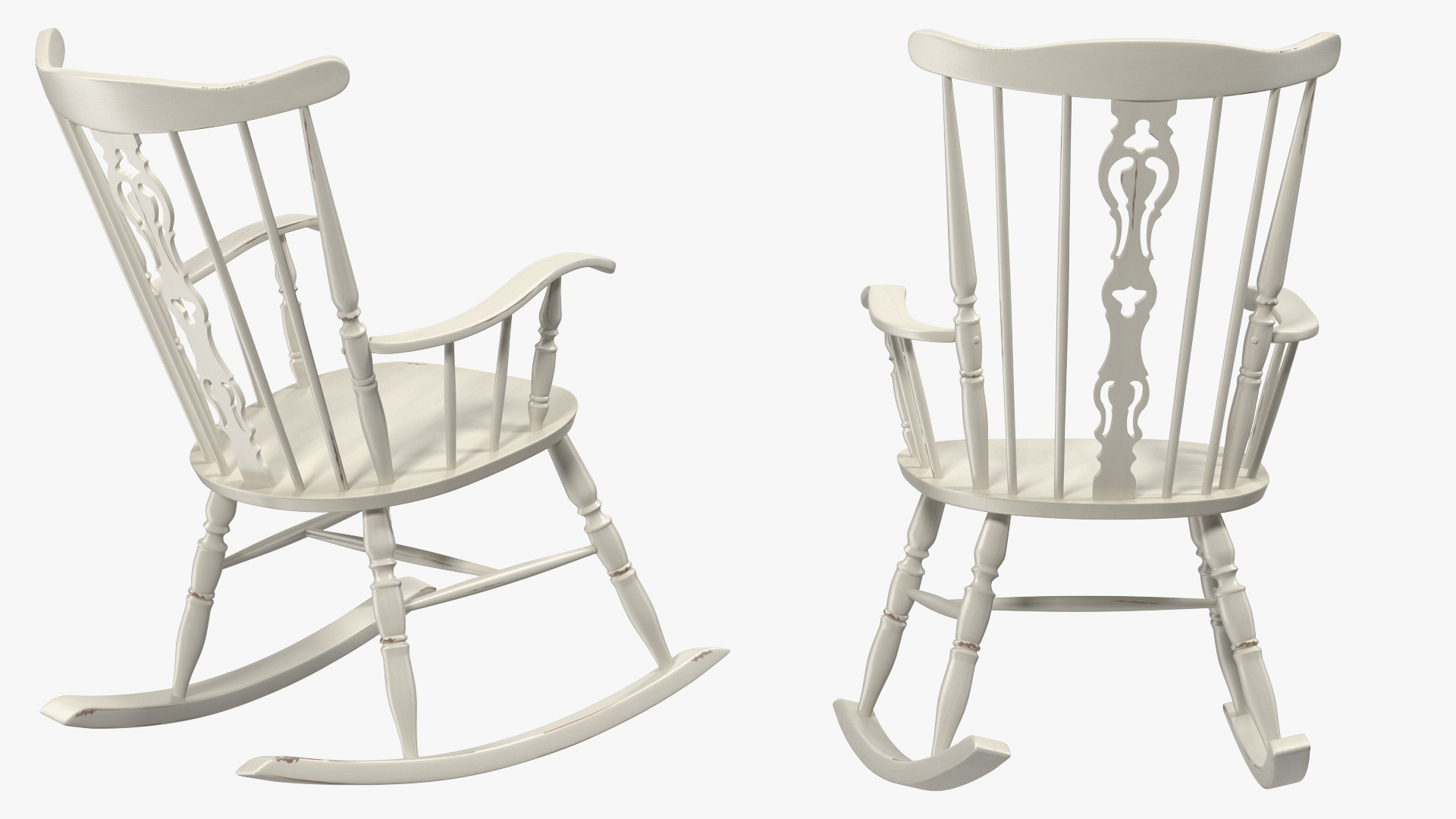 3D Antique Wooden Rocking Chair model