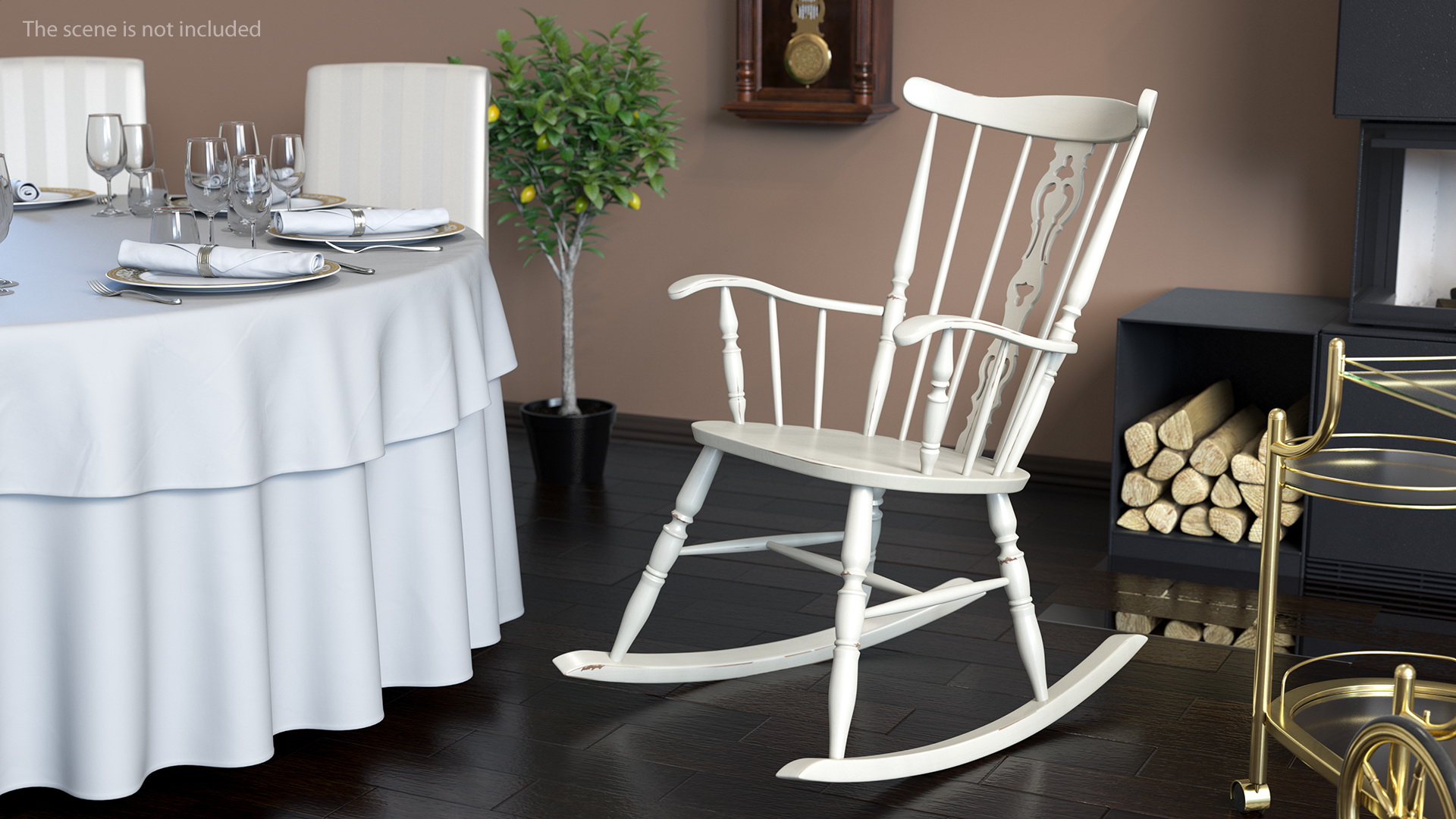3D Antique Wooden Rocking Chair model