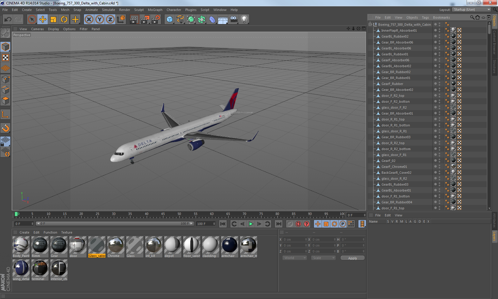 3D Boeing 757 300 Delta with Cabin