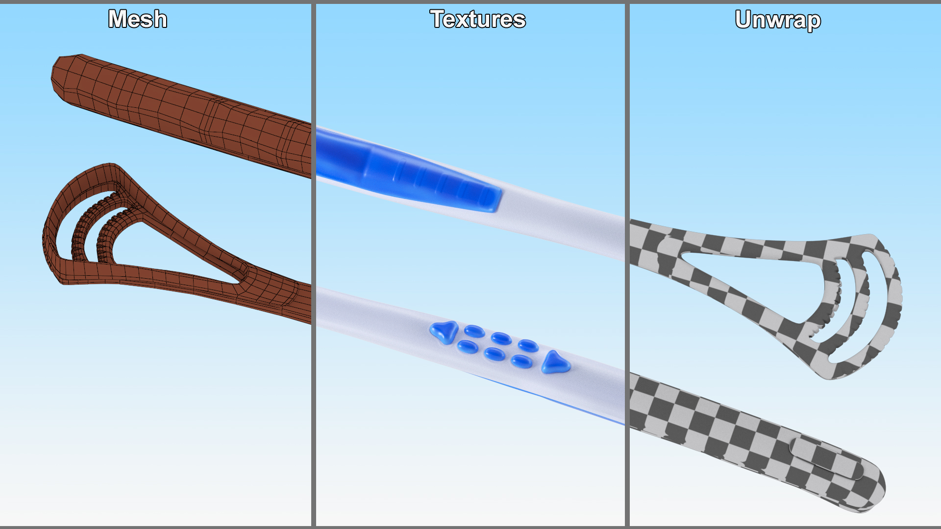 Tongue Scraper Blue 3D model