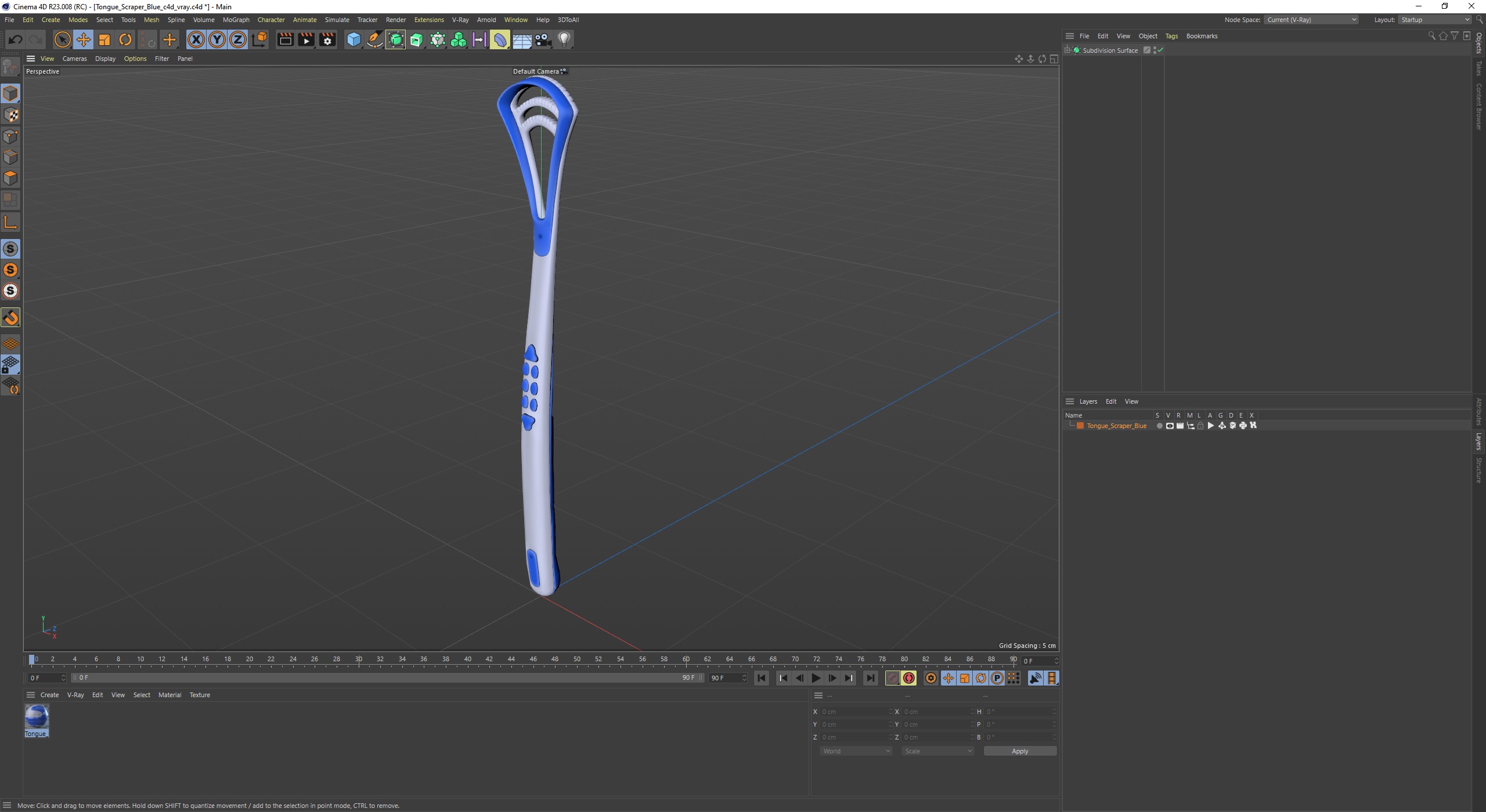 Tongue Scraper Blue 3D model