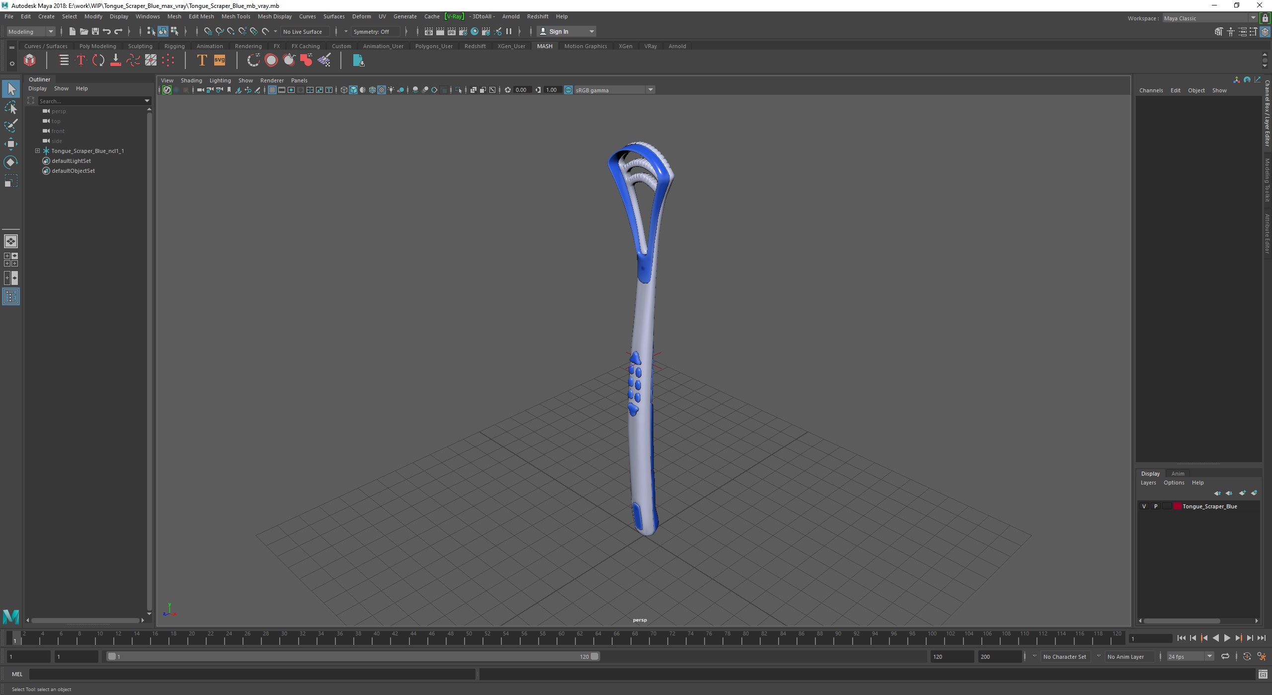 Tongue Scraper Blue 3D model