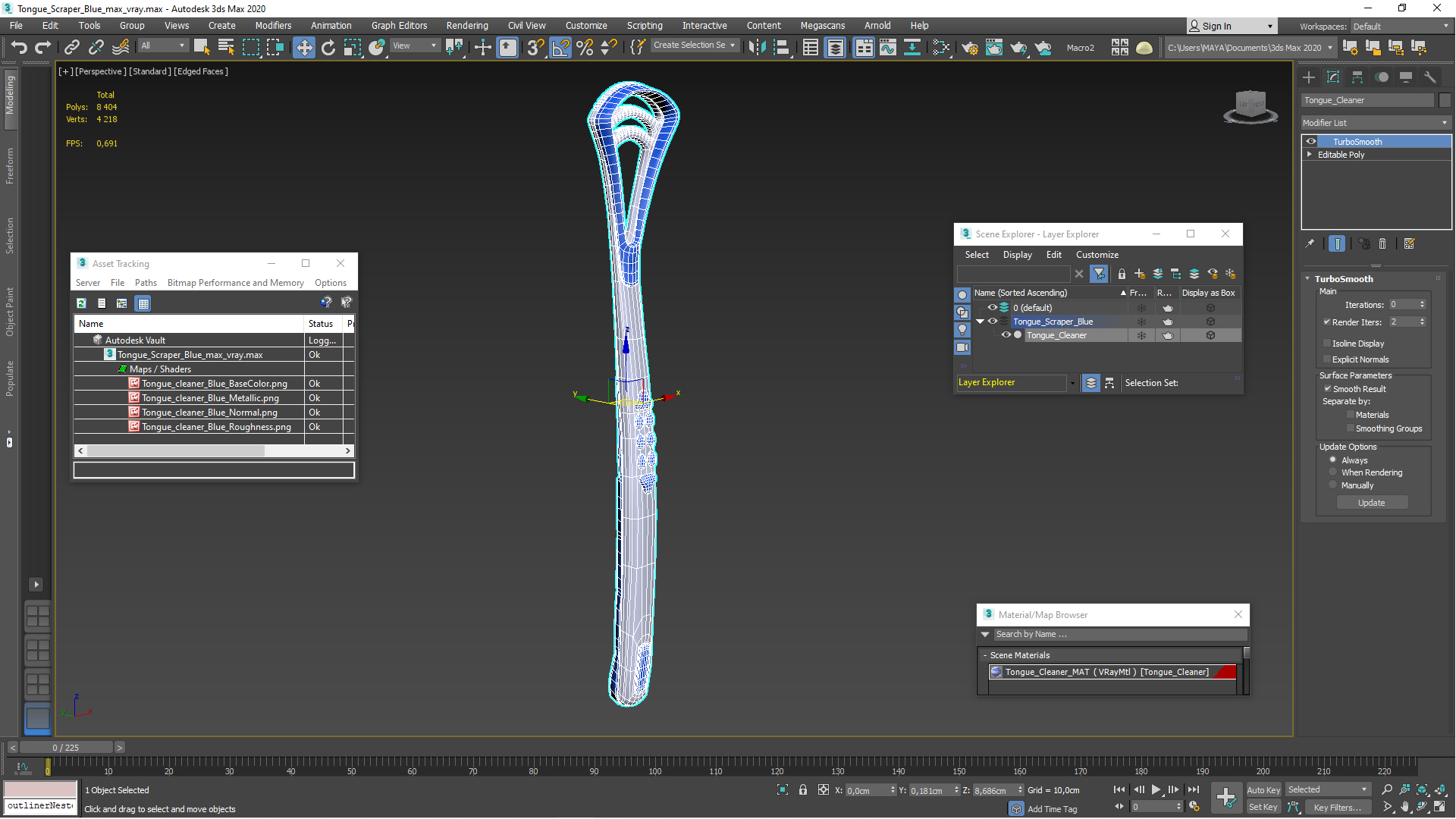 Tongue Scraper Blue 3D model