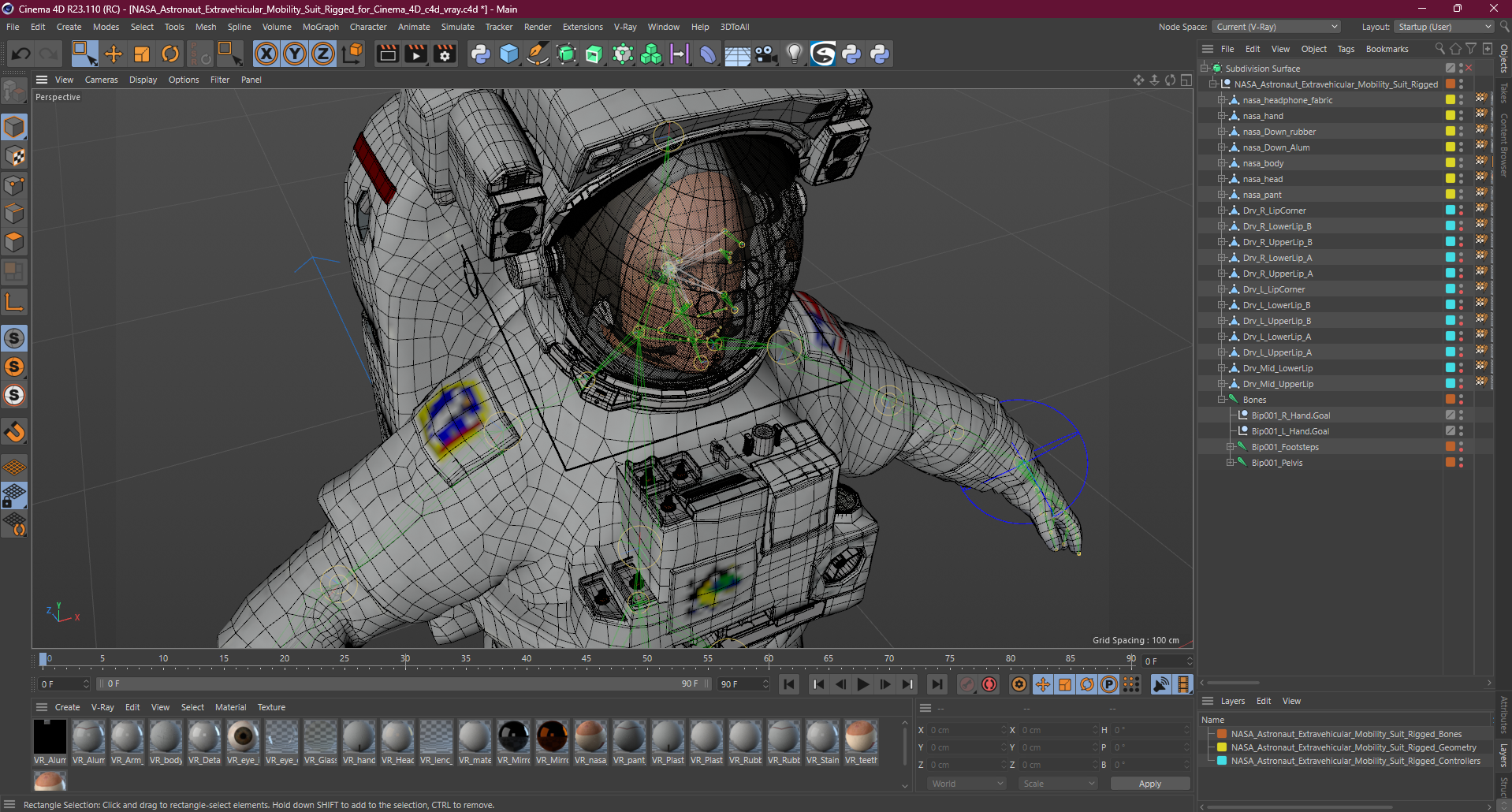 NASA Astronaut Extravehicular Mobility Suit Rigged for Cinema 4D 3D model