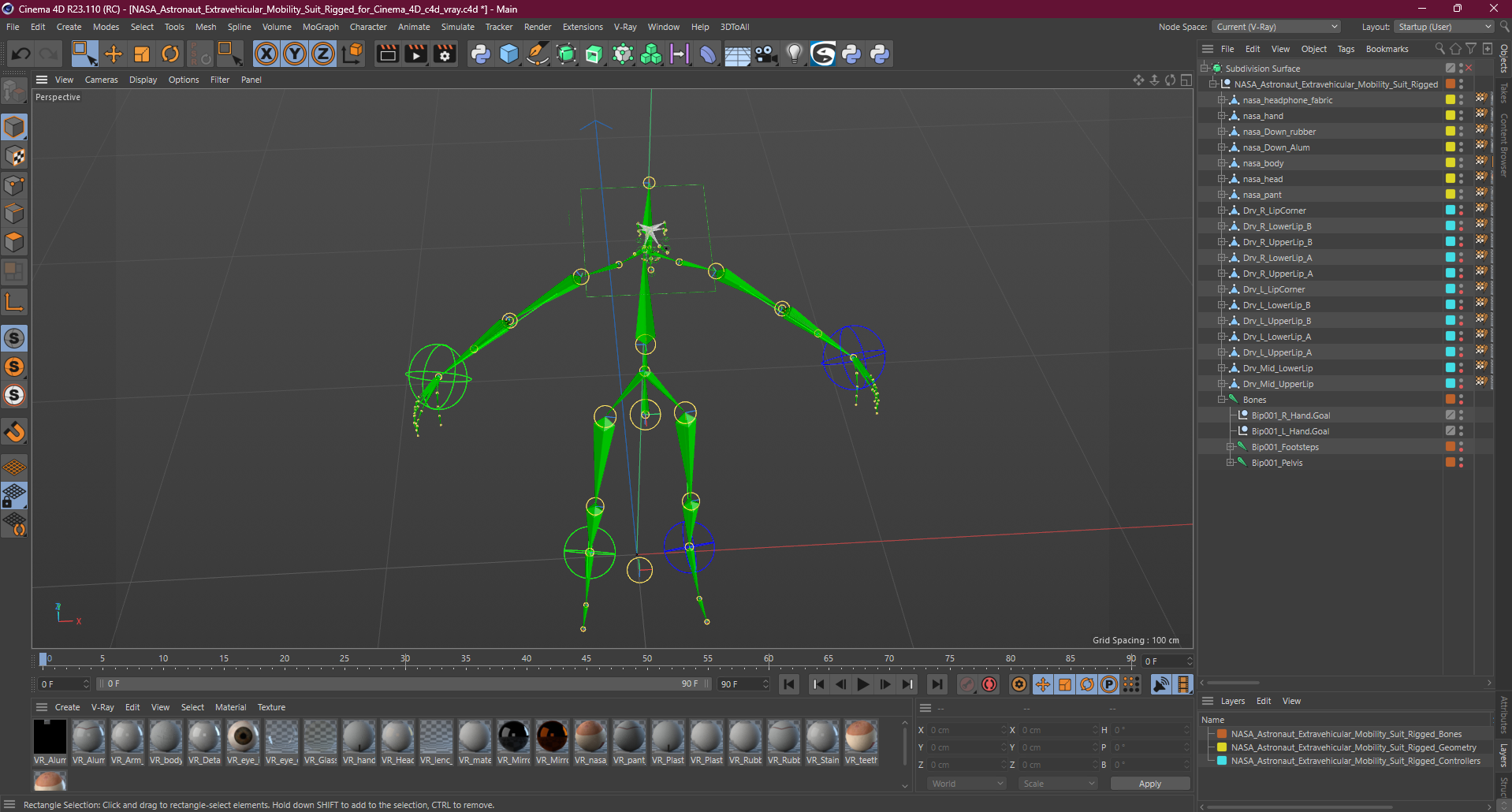 NASA Astronaut Extravehicular Mobility Suit Rigged for Cinema 4D 3D model