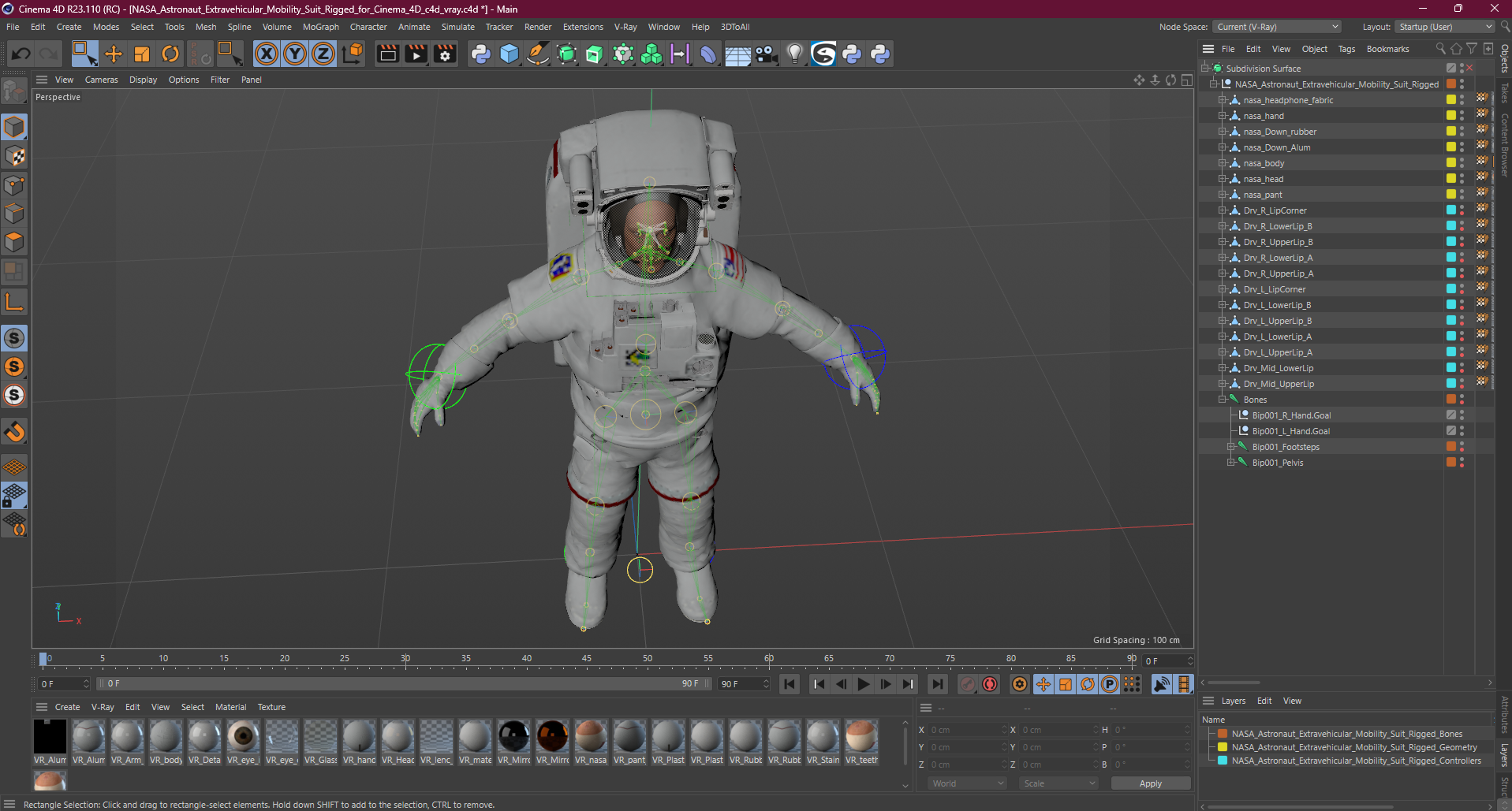 NASA Astronaut Extravehicular Mobility Suit Rigged for Cinema 4D 3D model