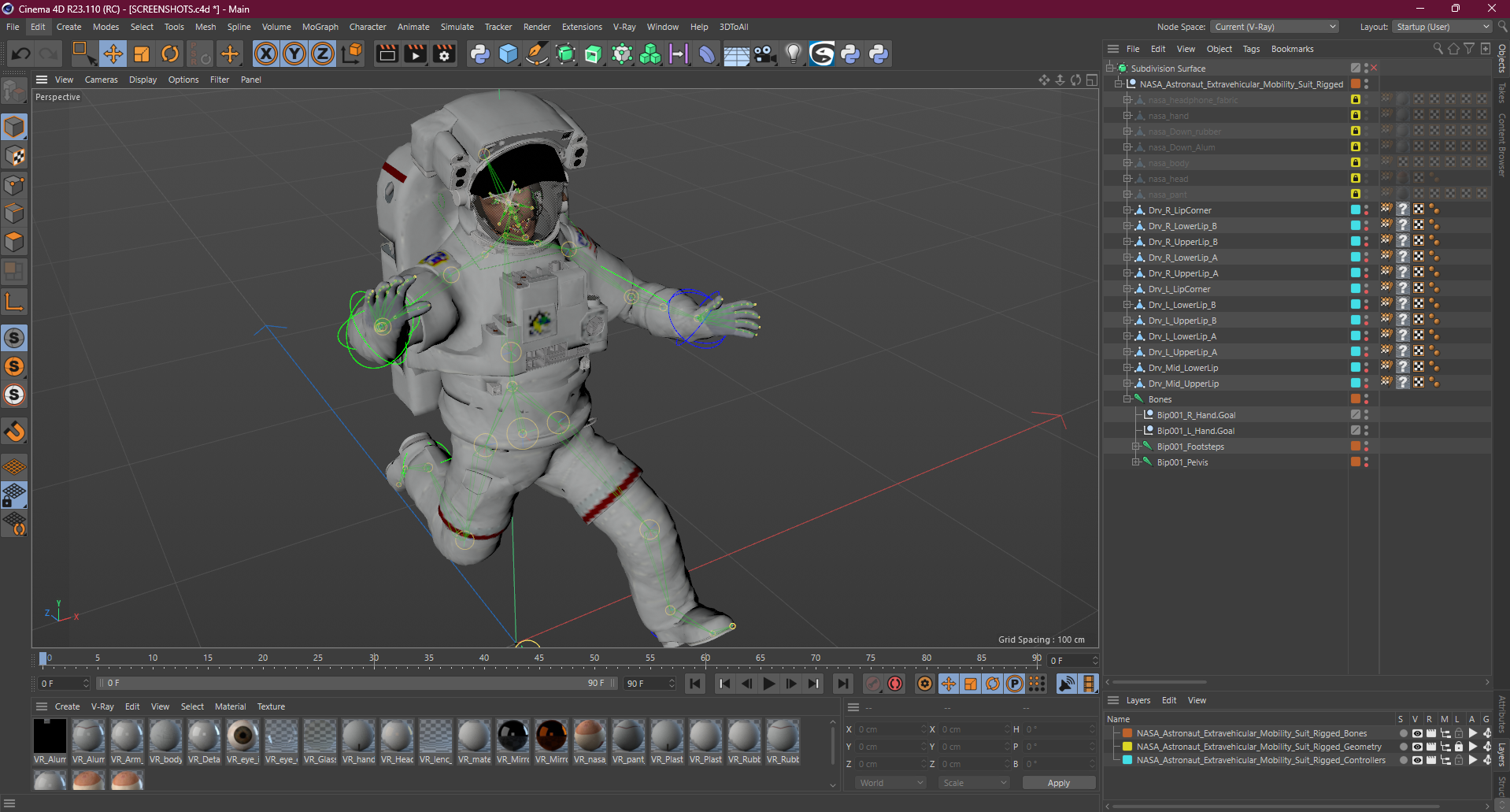 NASA Astronaut Extravehicular Mobility Suit Rigged for Cinema 4D 3D model