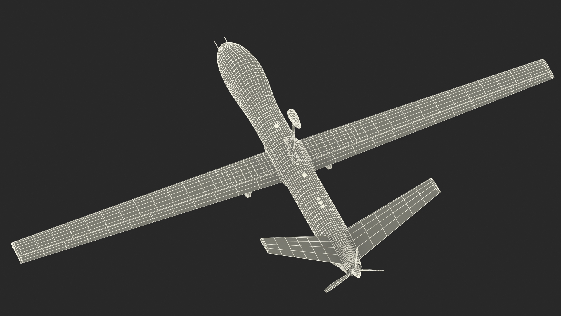 3D Elbit Hermes 900 UAV Rigged for Maya
