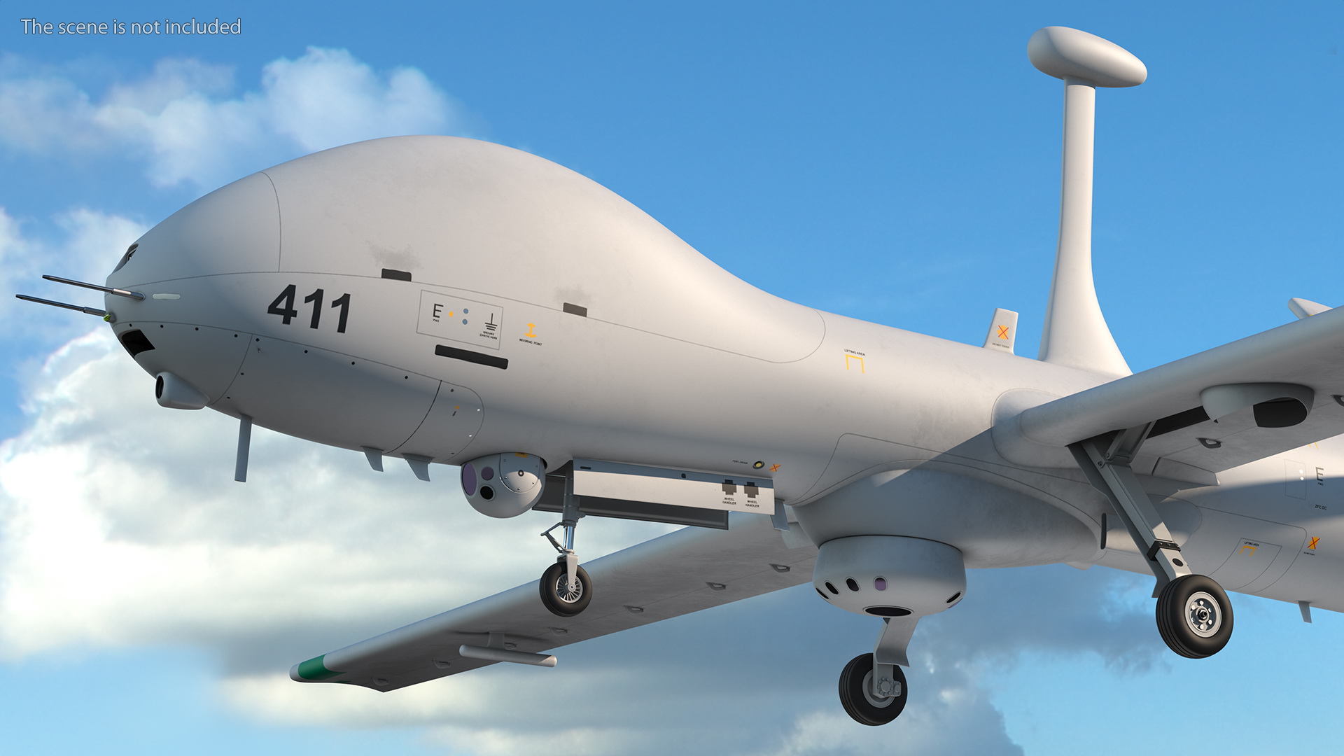 3D Elbit Hermes 900 UAV Rigged for Maya