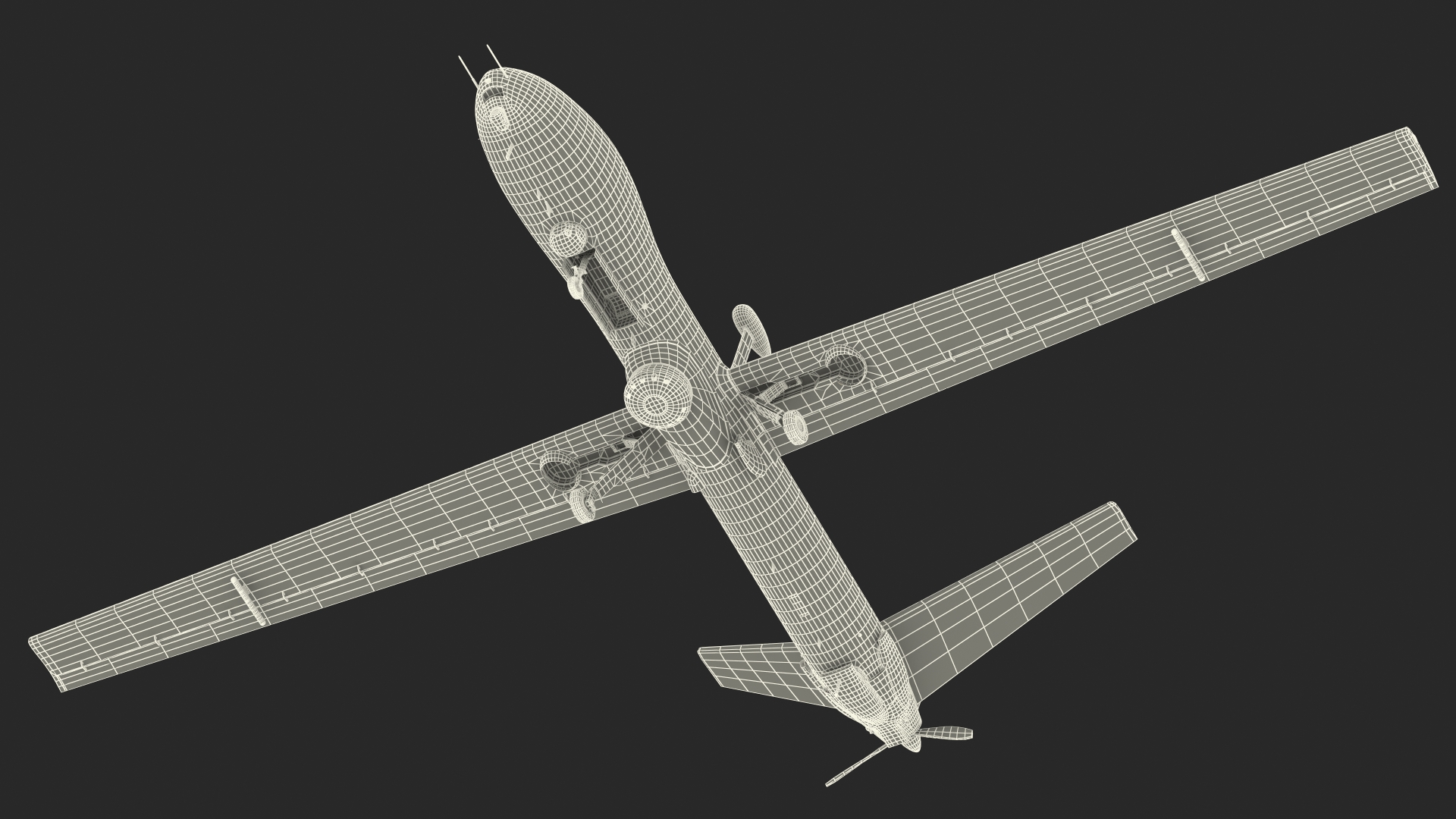 3D Elbit Hermes 900 UAV Rigged for Maya