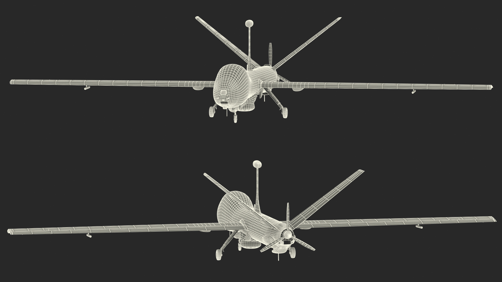 3D Elbit Hermes 900 UAV Rigged for Maya