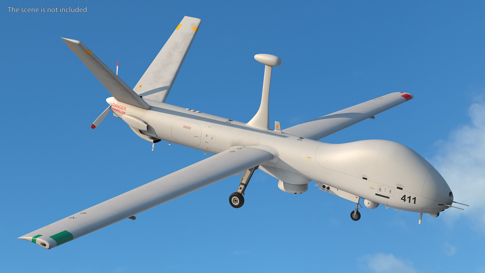 3D Elbit Hermes 900 UAV Rigged for Maya