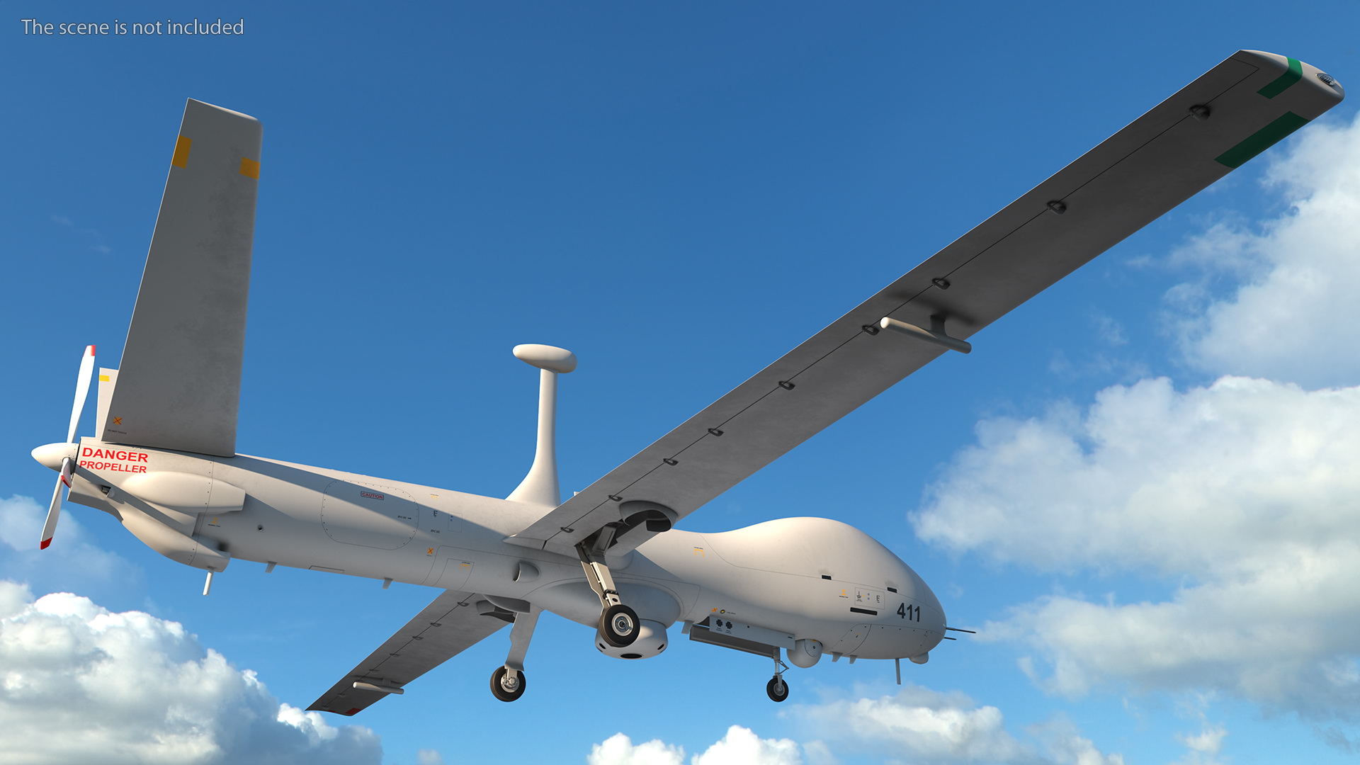 3D Elbit Hermes 900 UAV Rigged for Maya
