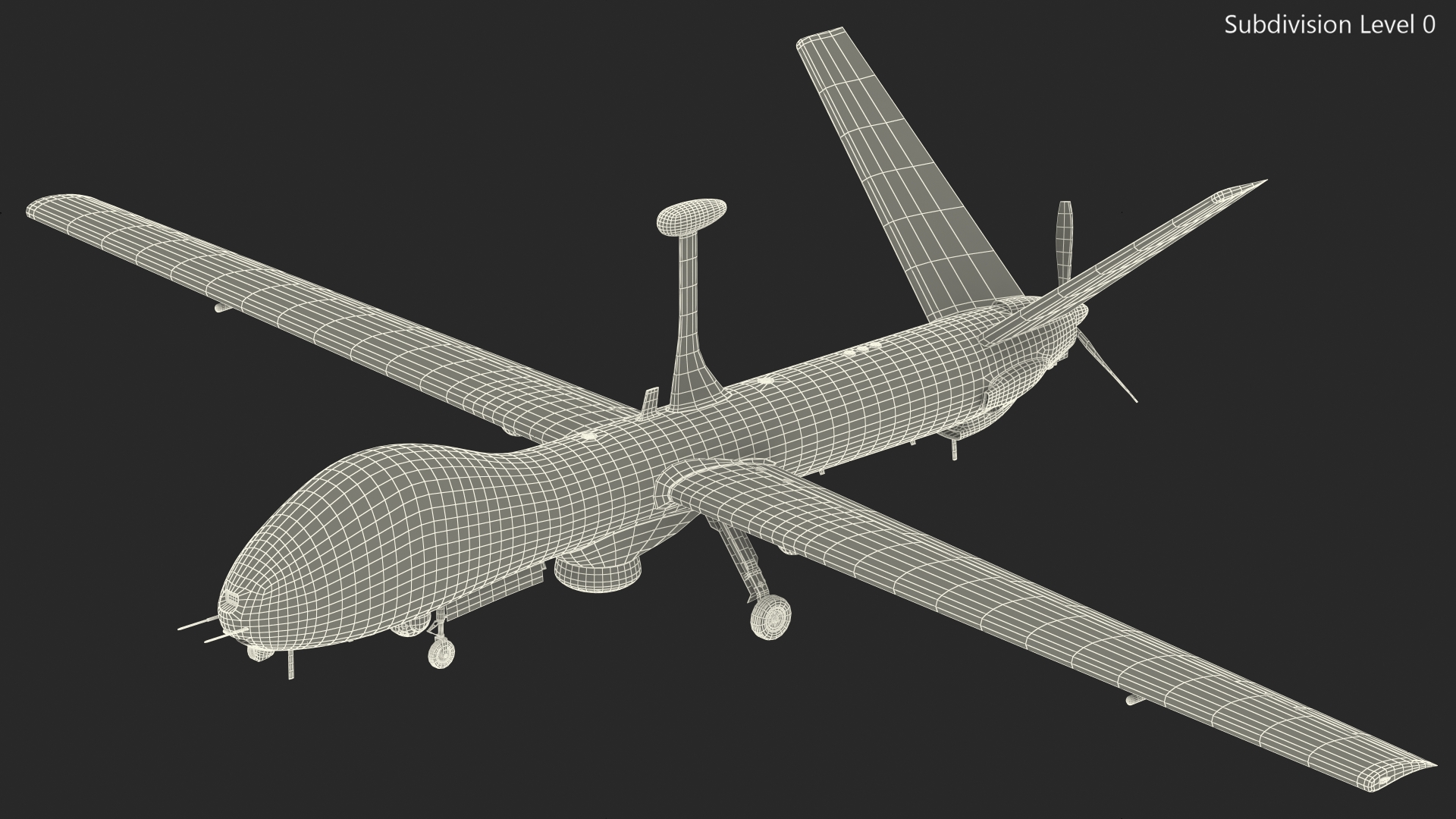 3D Elbit Hermes 900 UAV Rigged for Maya