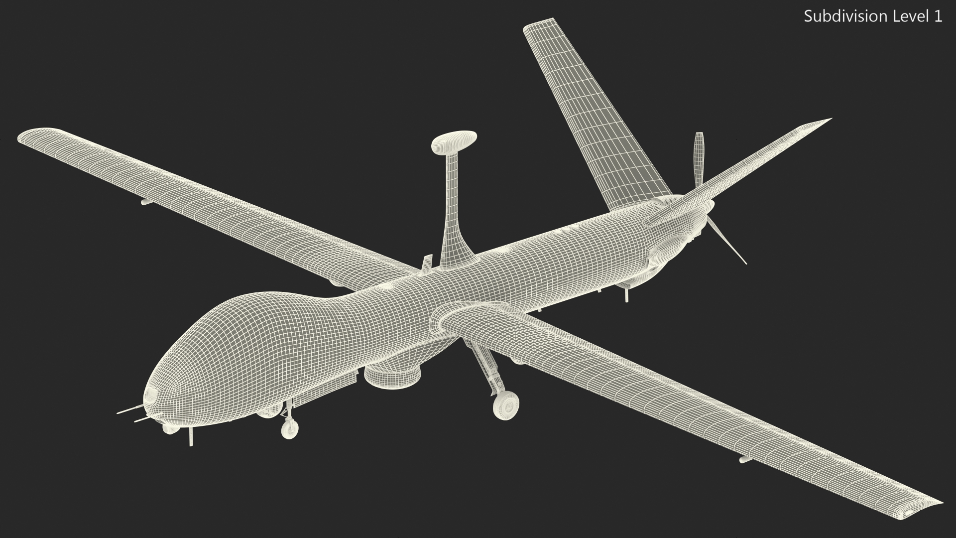 3D Elbit Hermes 900 UAV Rigged for Maya