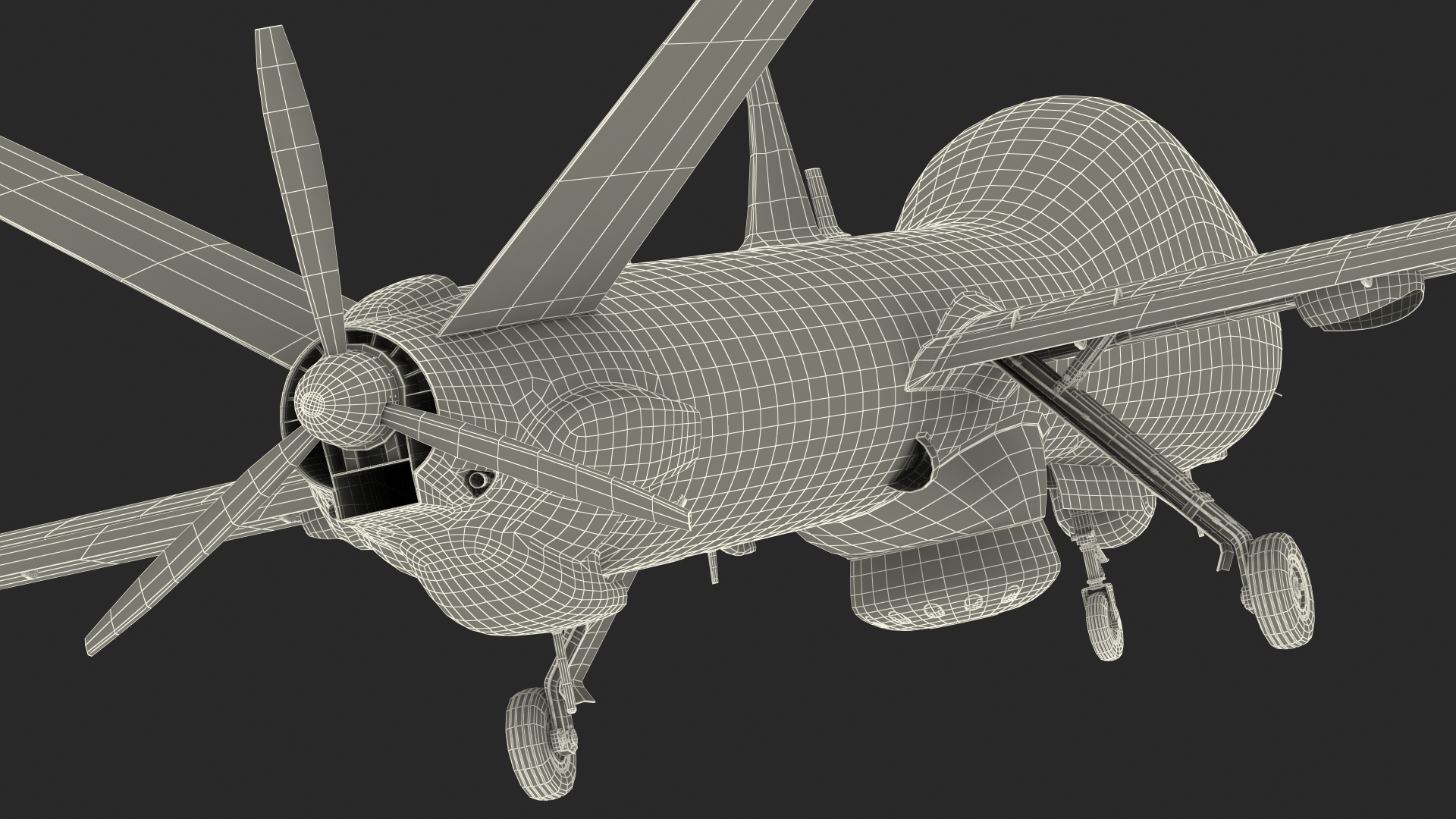 3D Elbit Hermes 900 UAV Rigged for Maya