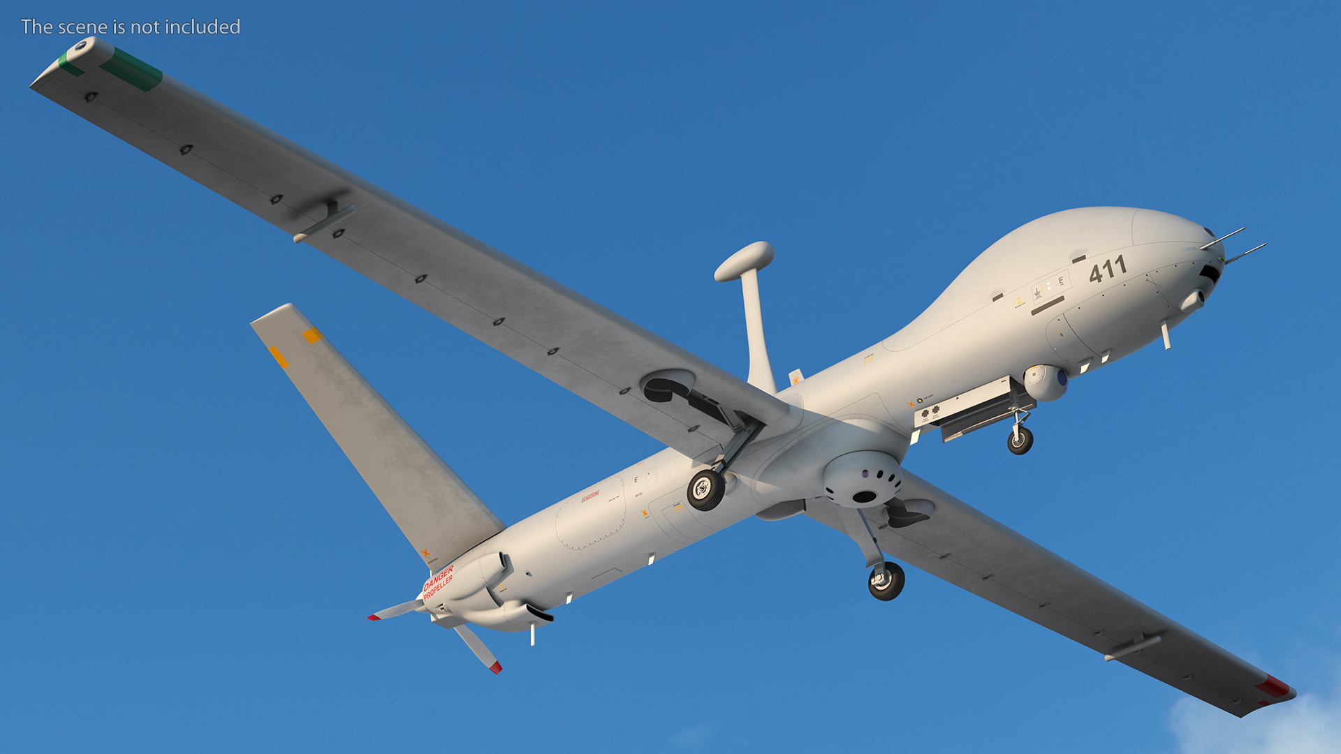 3D Elbit Hermes 900 UAV Rigged for Maya