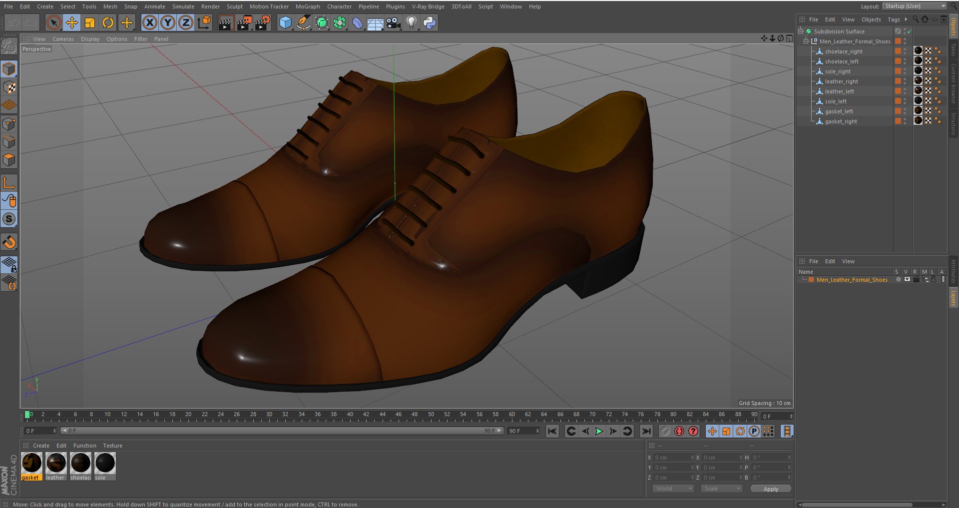 Men Leather Formal Shoes 3D model