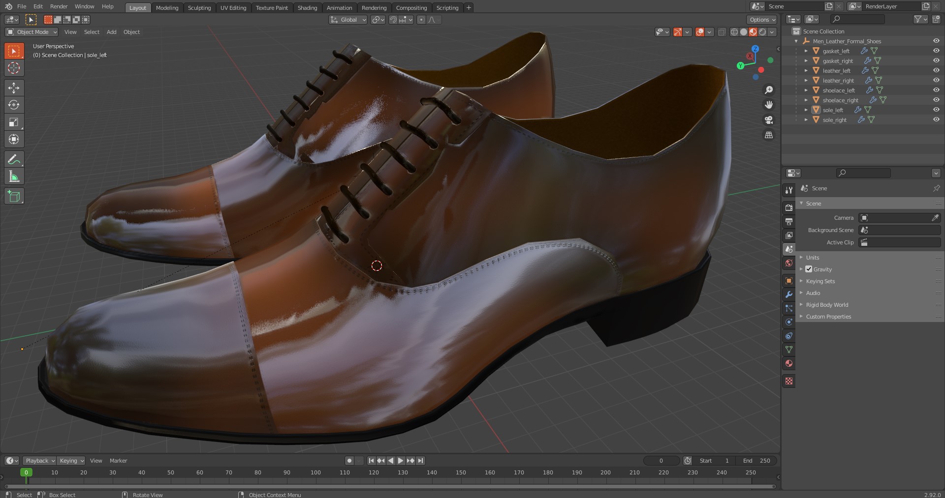 Men Leather Formal Shoes 3D model