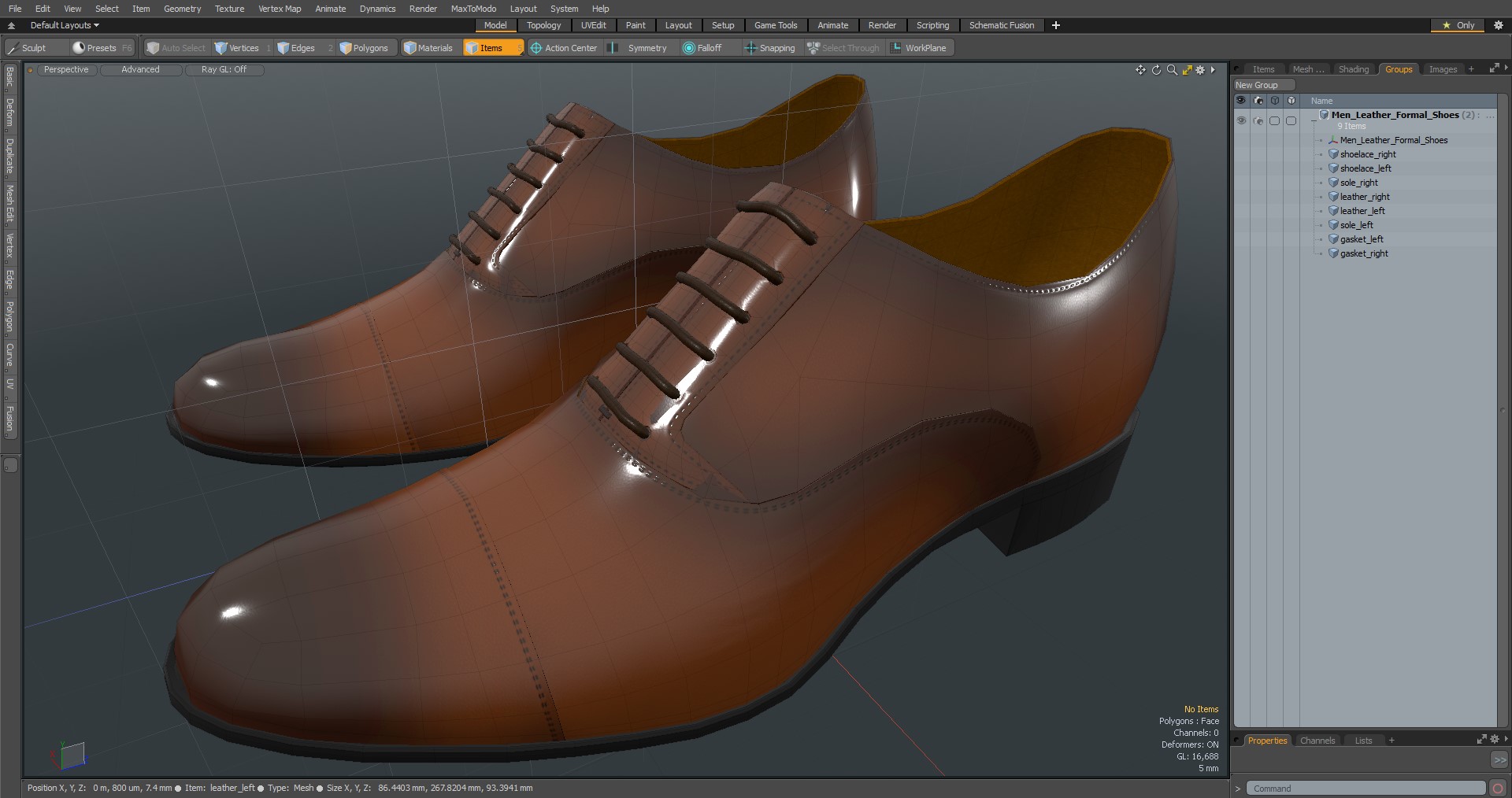 Men Leather Formal Shoes 3D model