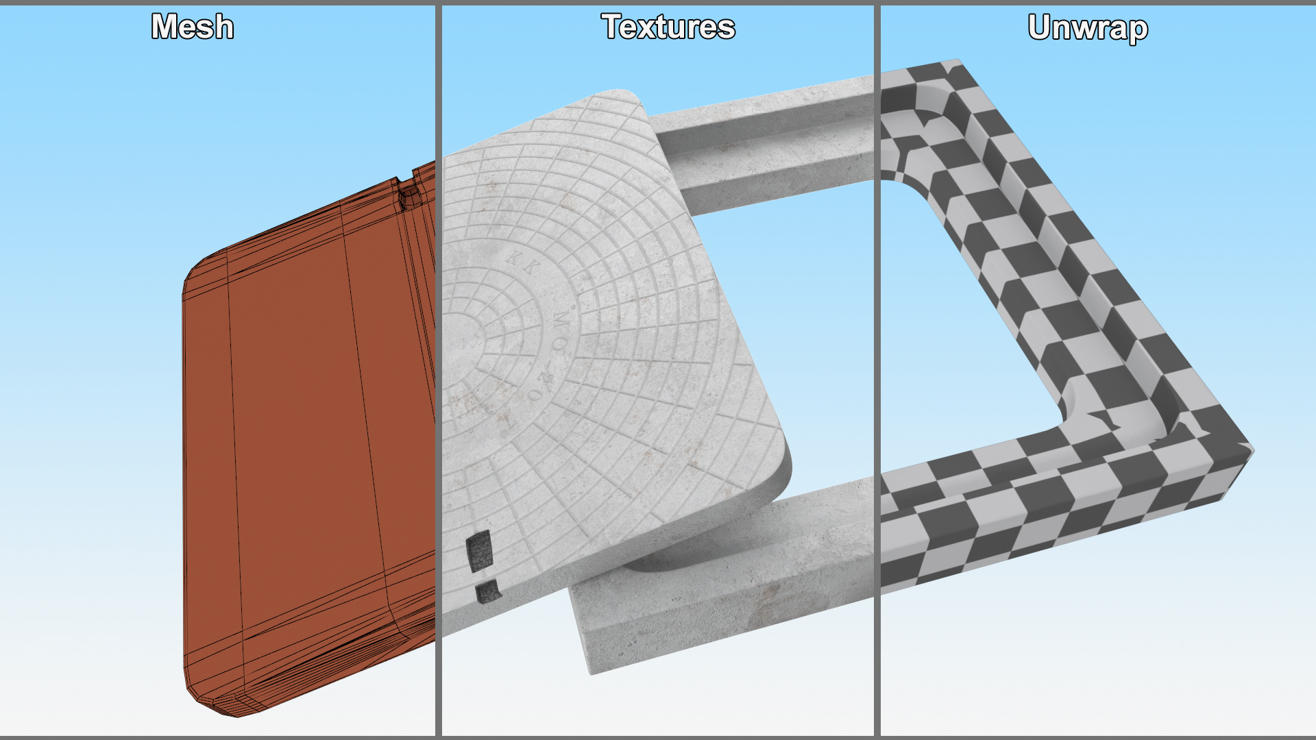 Concrete Manhole Cover Square 3D model