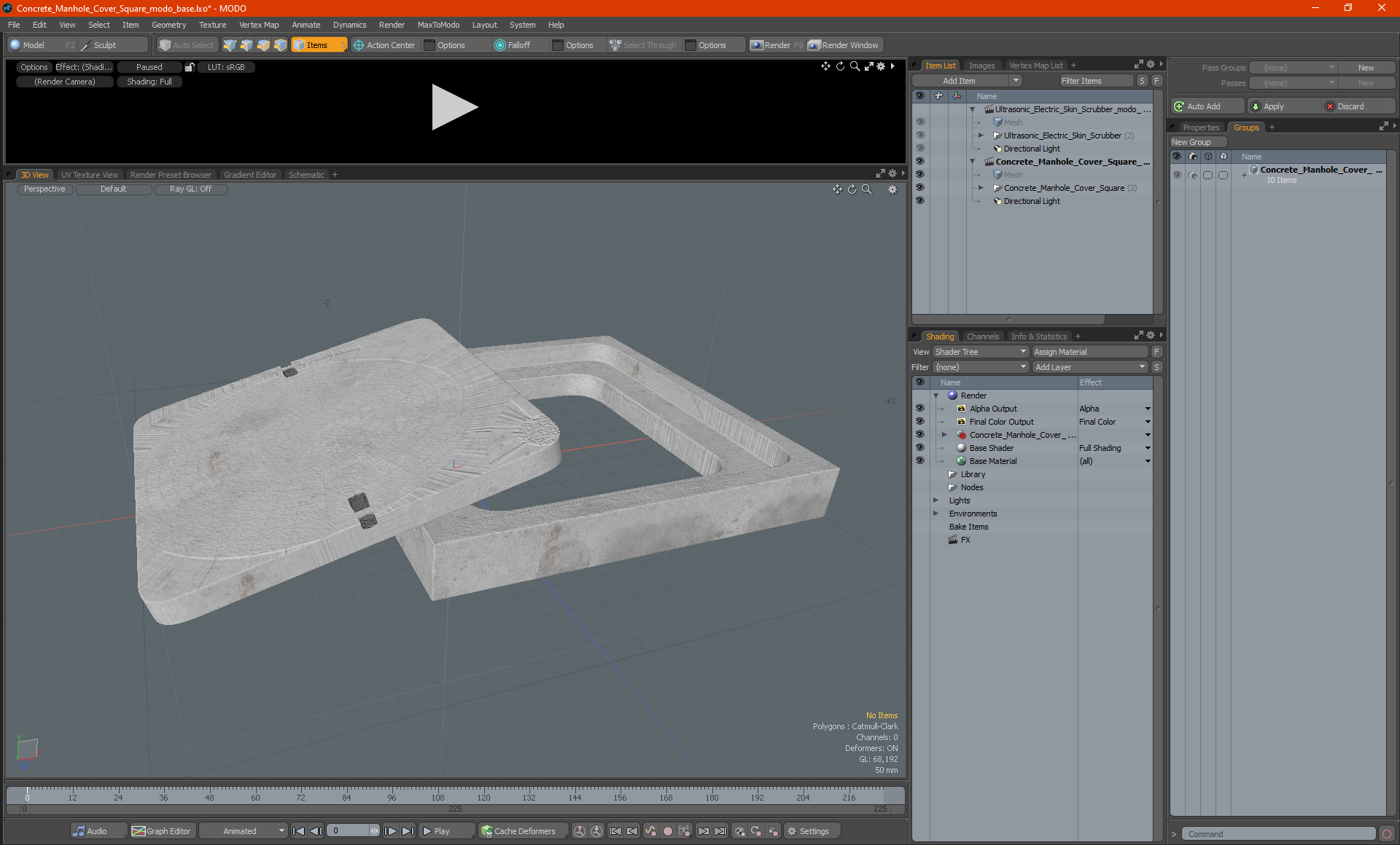 Concrete Manhole Cover Square 3D model